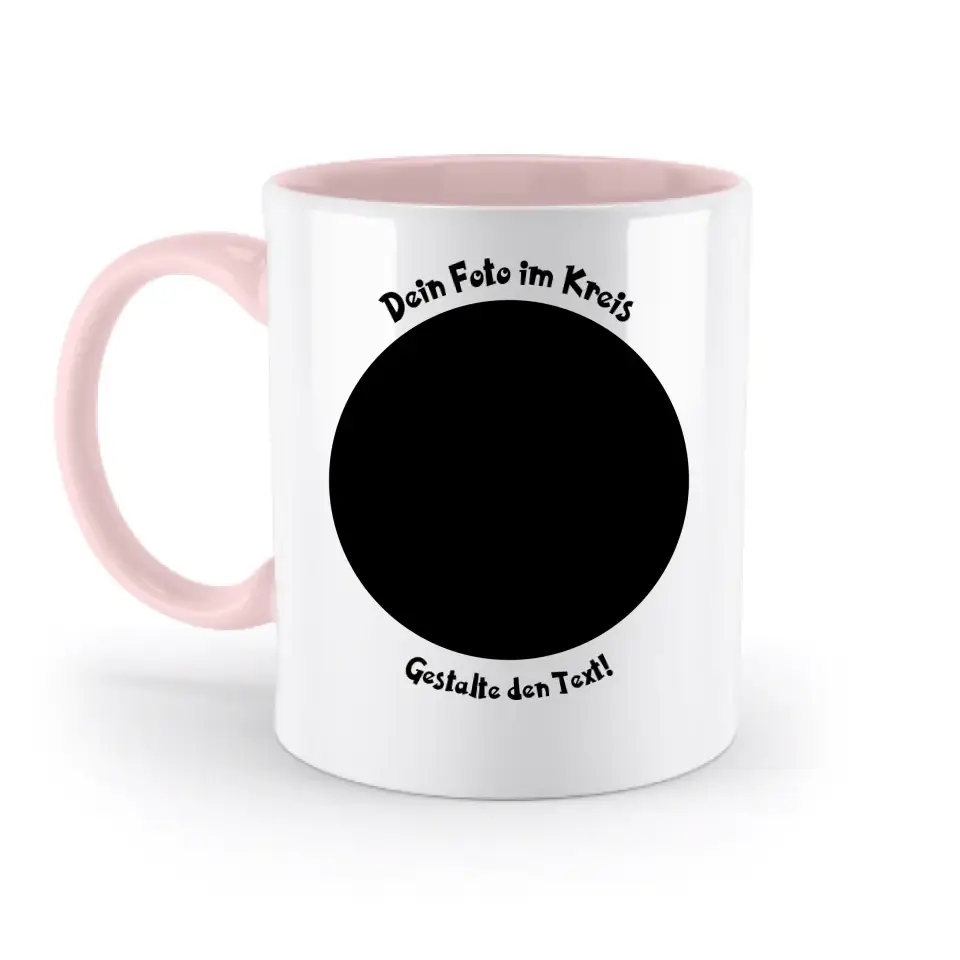 8in1-Fotogeschenk: Dein Foto im Kreis + Wunschtext • personalisiert • diverse Artikel - zweifarbige Tasse