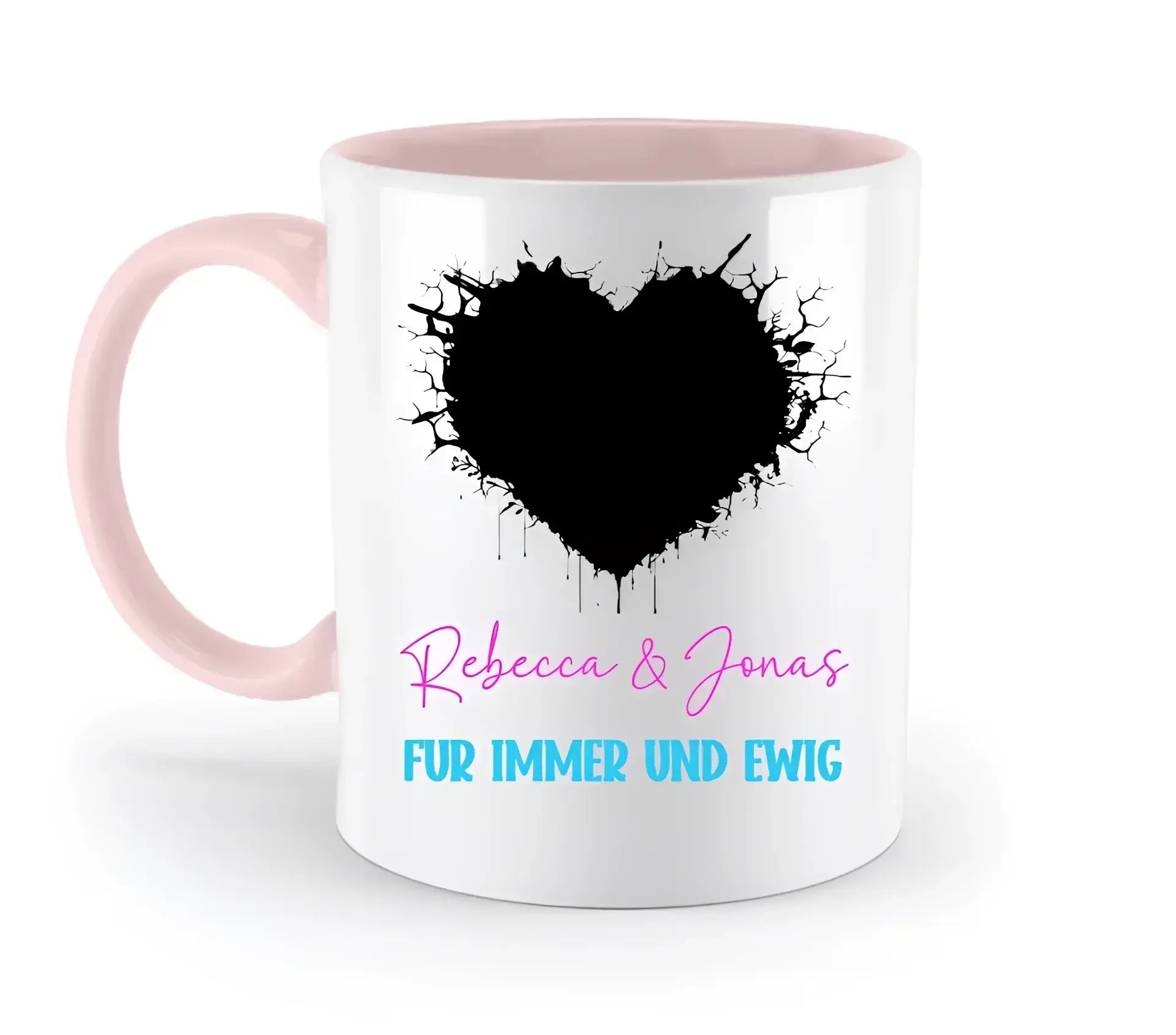 8in1-Fotomotiv: Dein Foto im wilden Herz + Wunschtext • personalisiert • diverse Artikel - zweifarbige Tasse