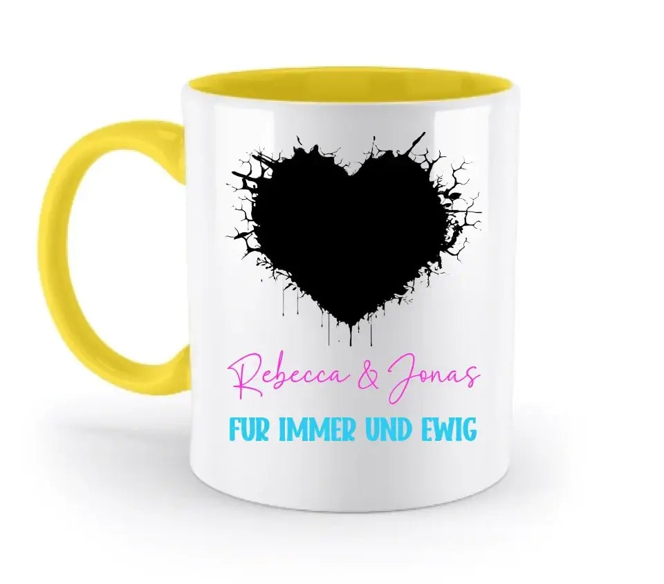 8in1-Fotomotiv: Dein Foto im wilden Herz + Wunschtext • personalisiert • diverse Artikel - zweifarbige Tasse