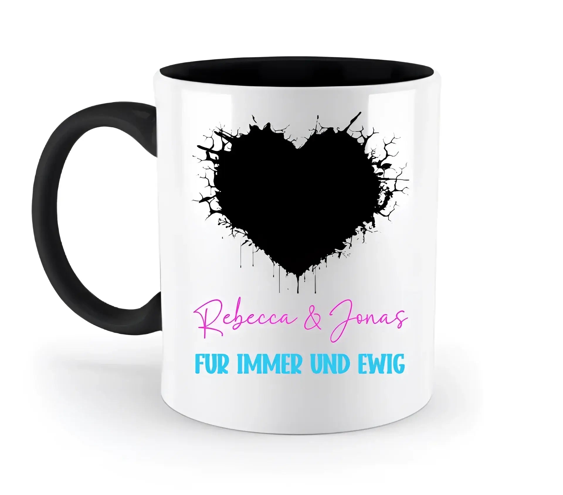 8in1-Fotomotiv: Dein Foto im wilden Herz + Wunschtext • personalisiert • diverse Artikel - zweifarbige Tasse
