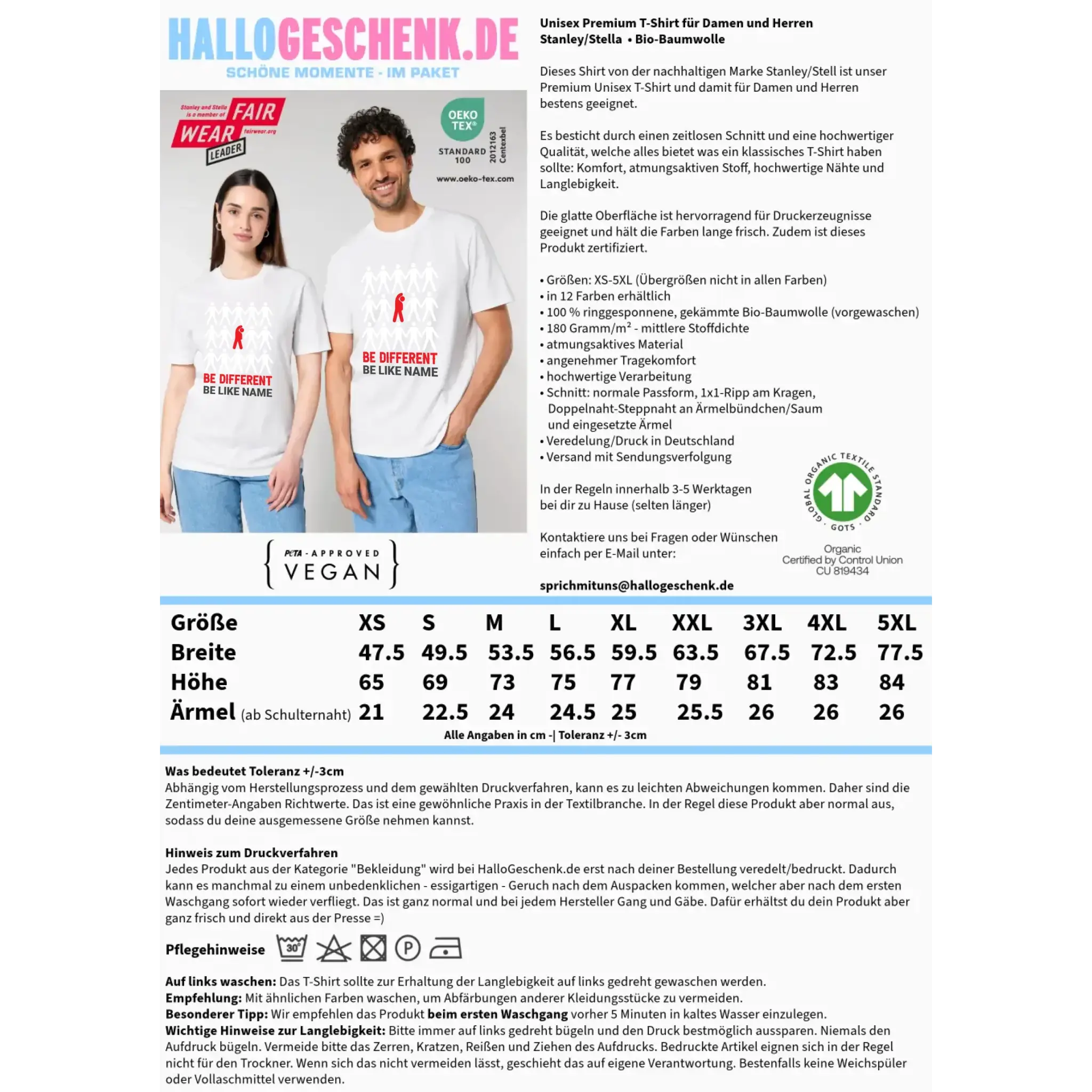 8in1-Kollektion: Be different + Wunschtext • 14 verschiedene Farben • personalisiert • diverse Artikel - Customizer