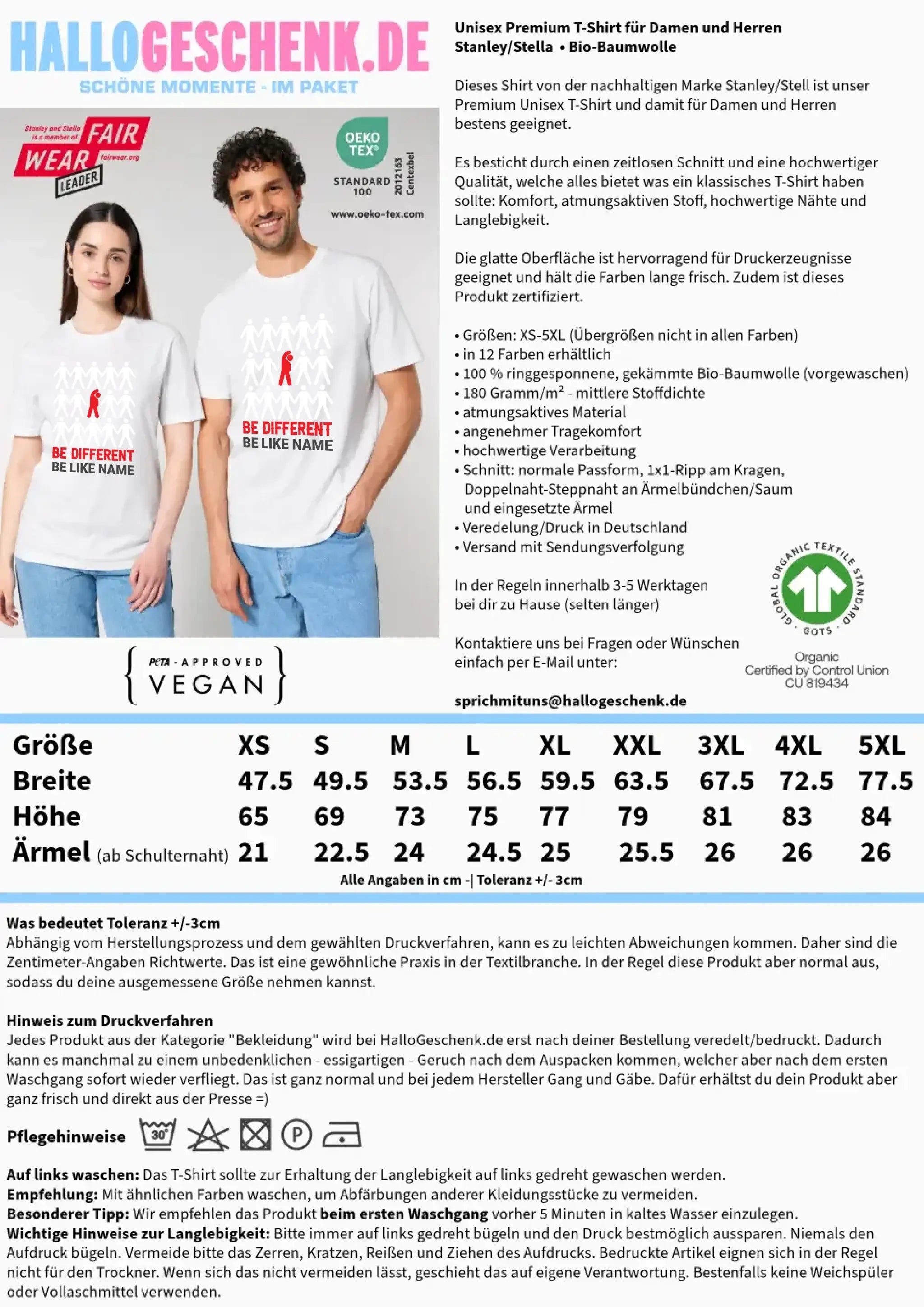 8in1-Kollektion: Be different + Wunschtext • 14 verschiedene Farben • personalisiert • diverse Artikel - Customizer