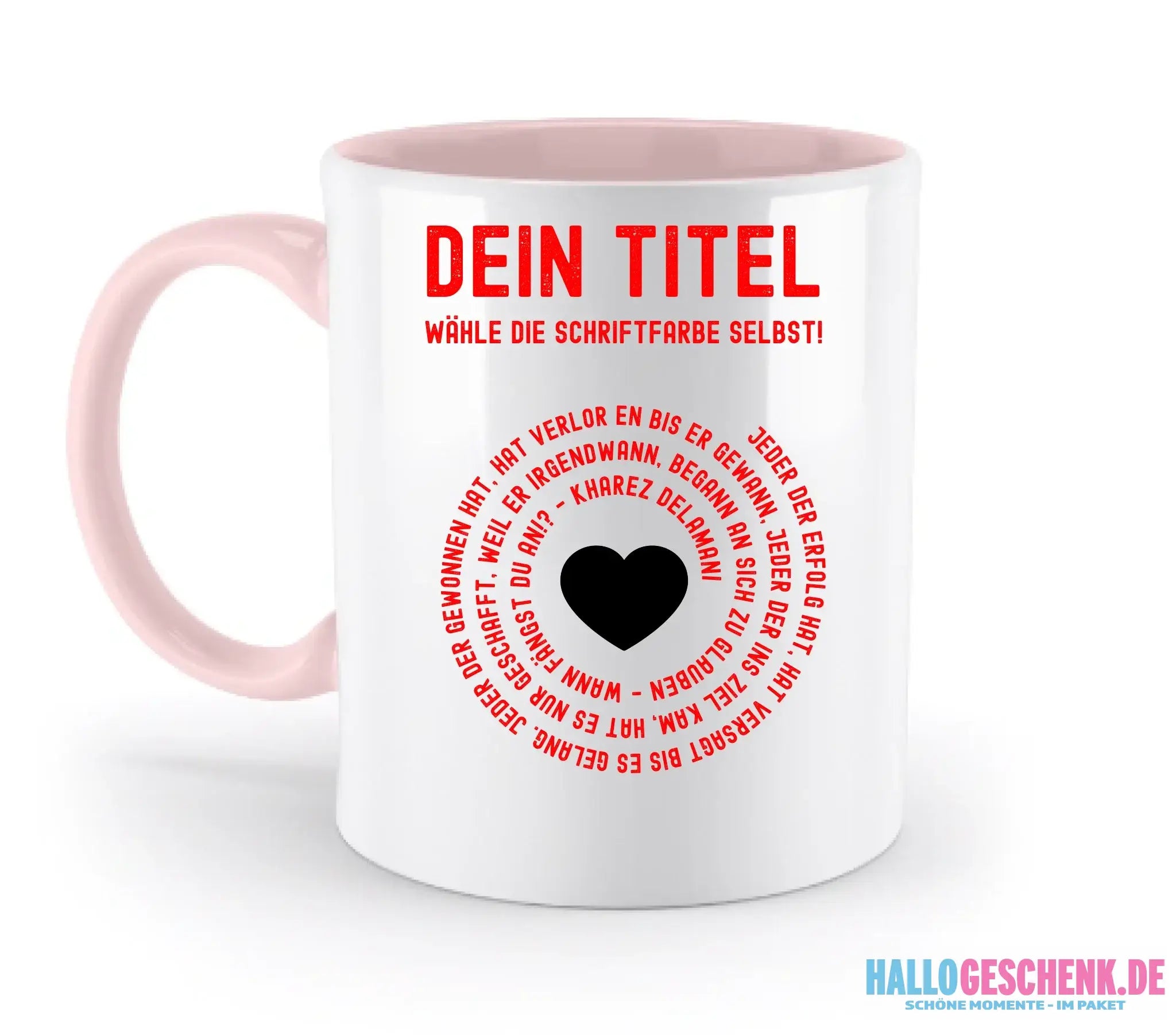 8in1-Kollektion: Dein Text im Kreis • personalisiert • diverse Artikel • Spiraltext - zweifarbige Tasse