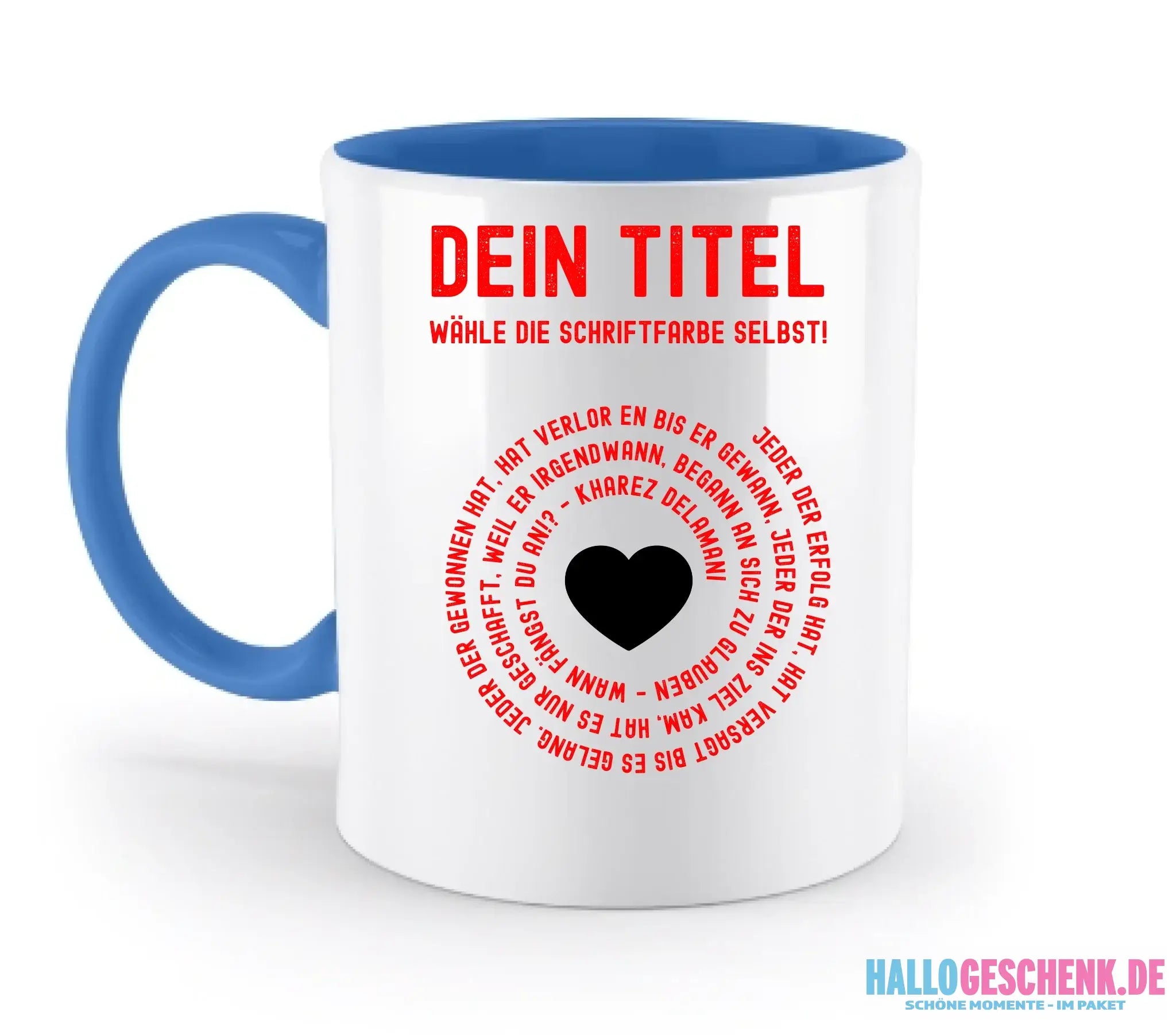 8in1-Kollektion: Dein Text im Kreis • personalisiert • diverse Artikel • Spiraltext - zweifarbige Tasse