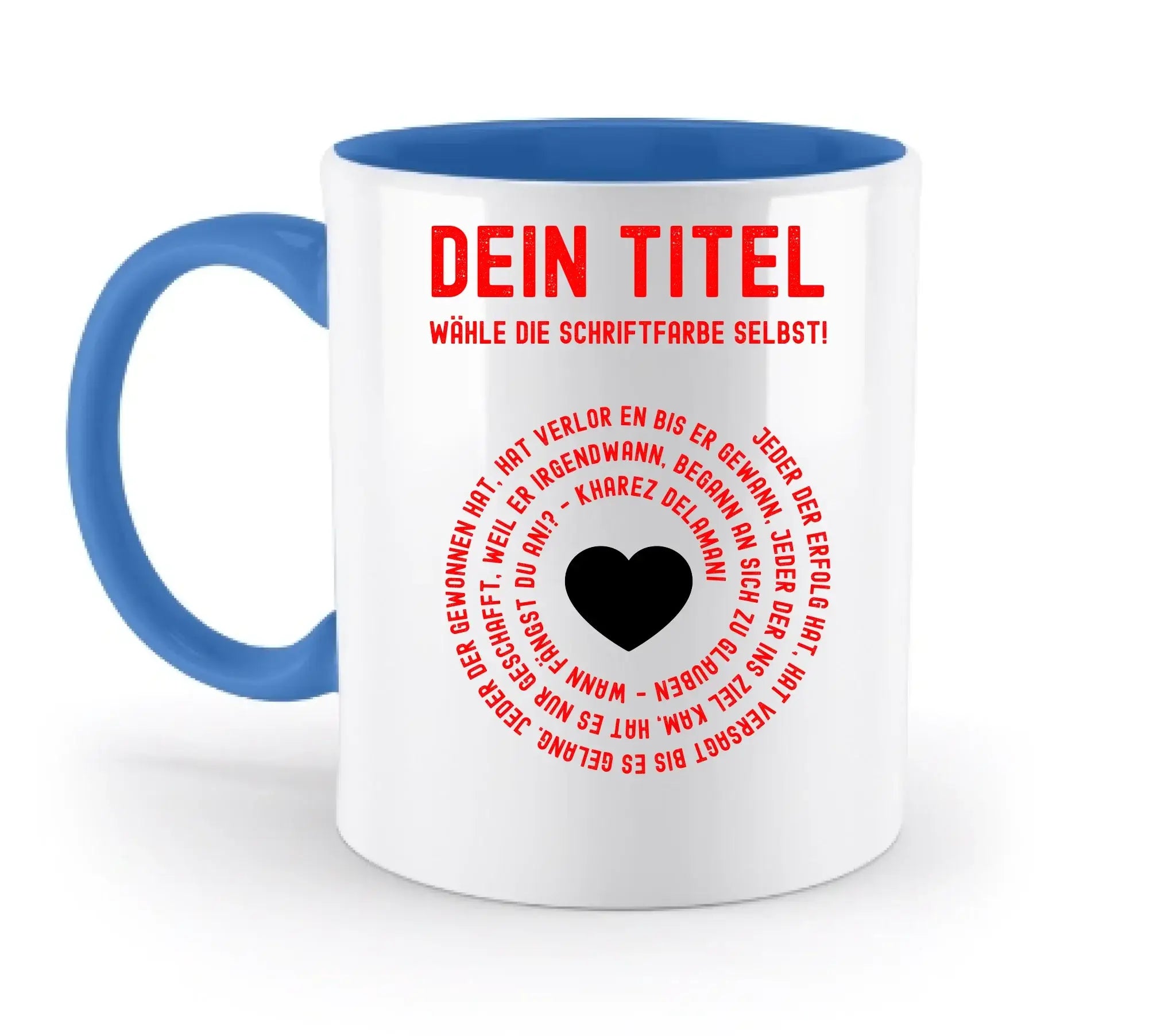 8in1-Kollektion: Dein Text im Kreis • personalisiert • diverse Artikel • Spiraltext - zweifarbige Tasse