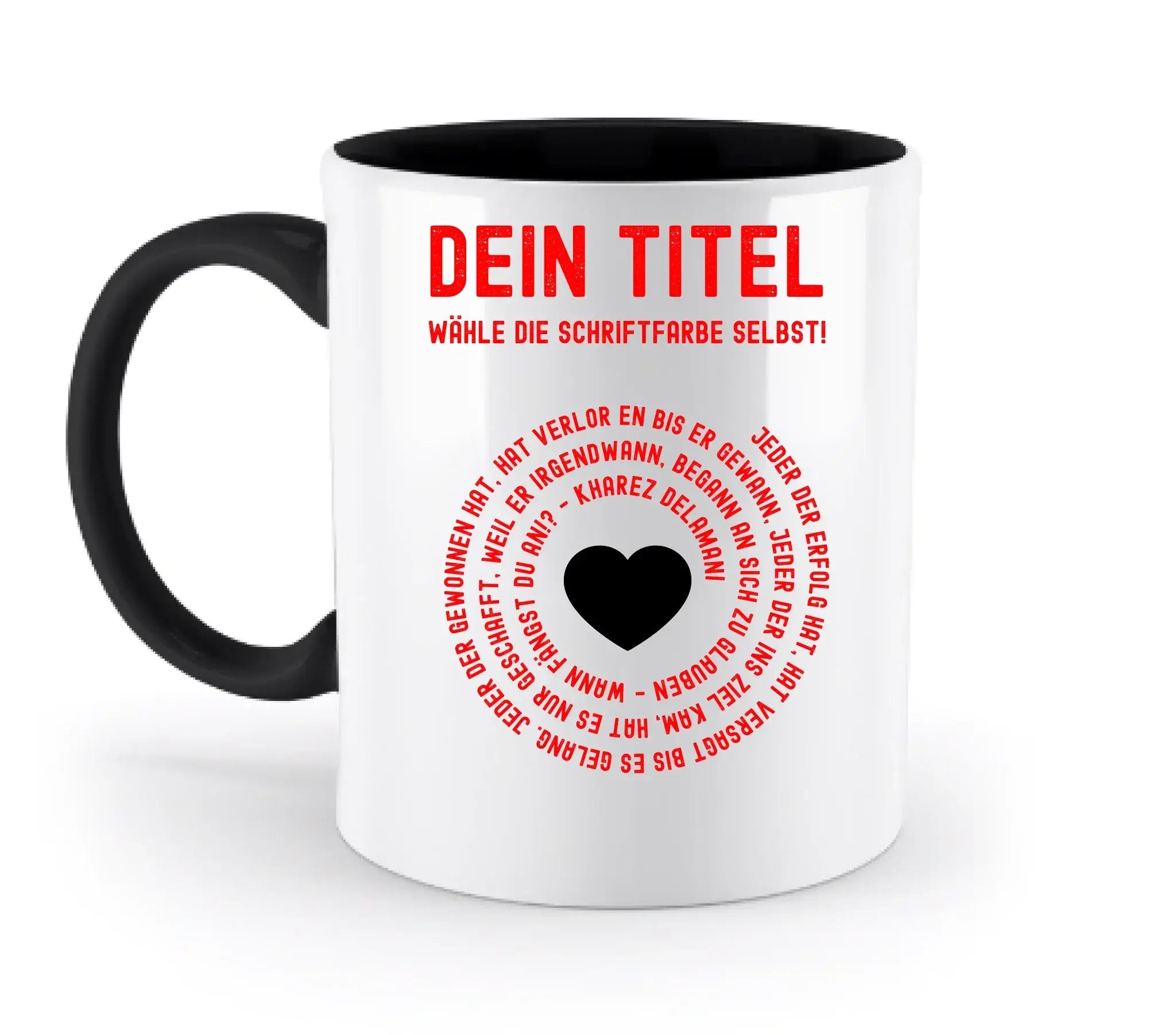 8in1-Kollektion: Dein Text im Kreis • personalisiert • diverse Artikel • Spiraltext - zweifarbige Tasse