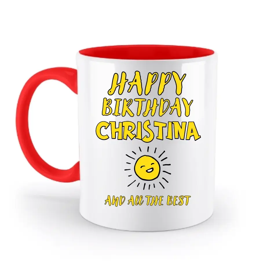 8in1-Kollektion: Geburtstag + Wunschtext • personalisiert • diverse Artikel - zweifarbige Tasse • spülmaschinengeeignet