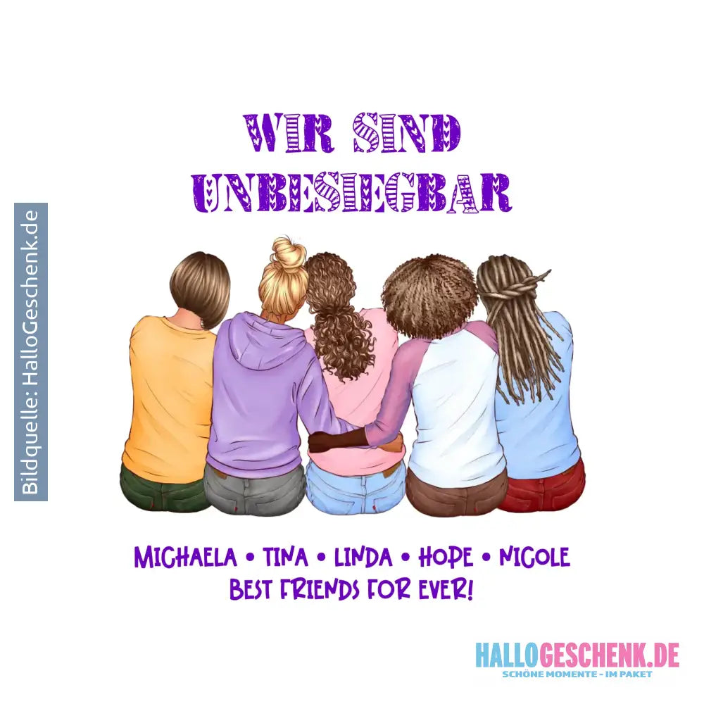 8in1-Kollektion: Gestalte 2-5 Freundinnen + Wunschtext • personalisiert • diverse Artikel - ausgestanzter Sticker 20x20