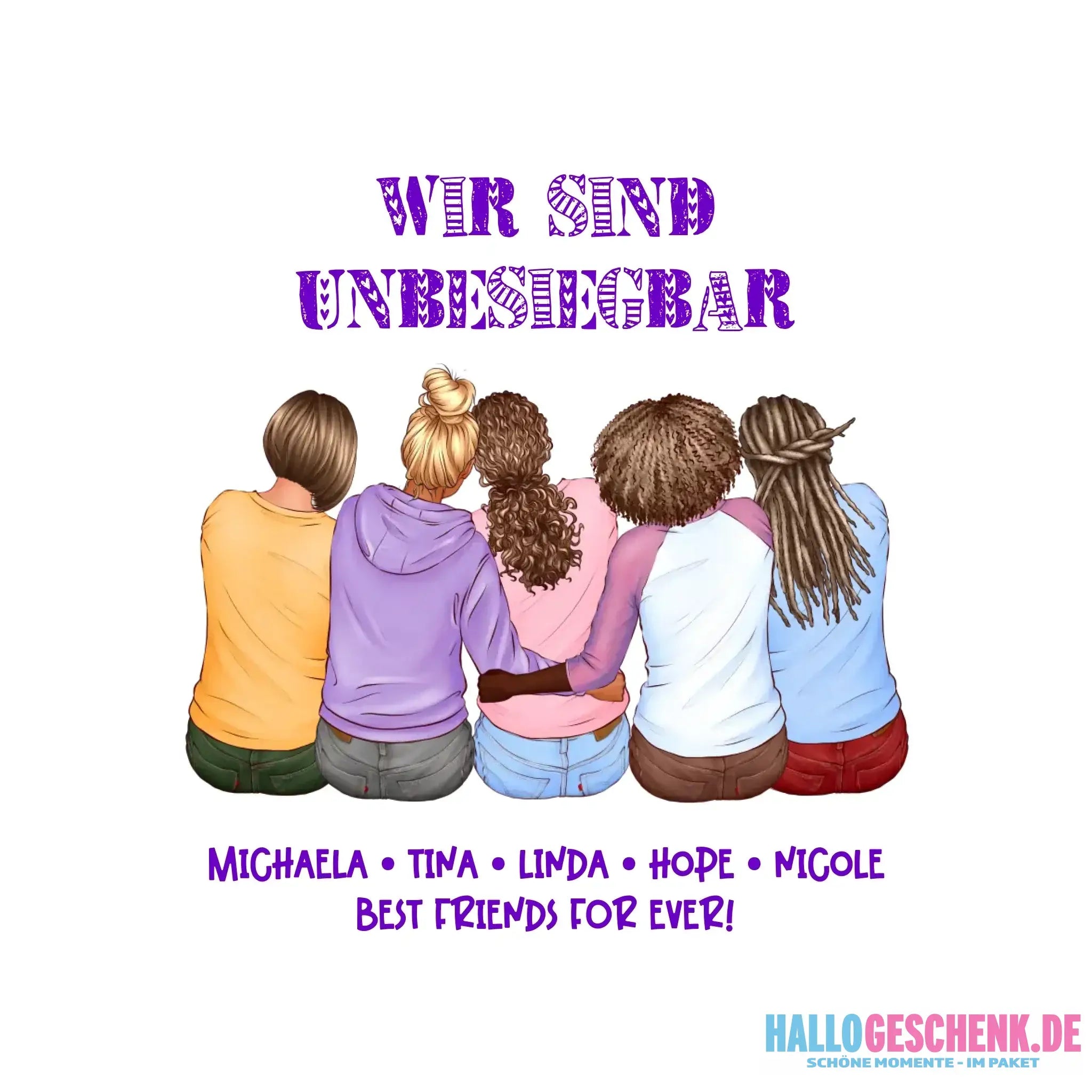 8in1-Kollektion: Gestalte 2-5 Freundinnen + Wunschtext • personalisiert • diverse Artikel - ausgestanzter Sticker 20x20