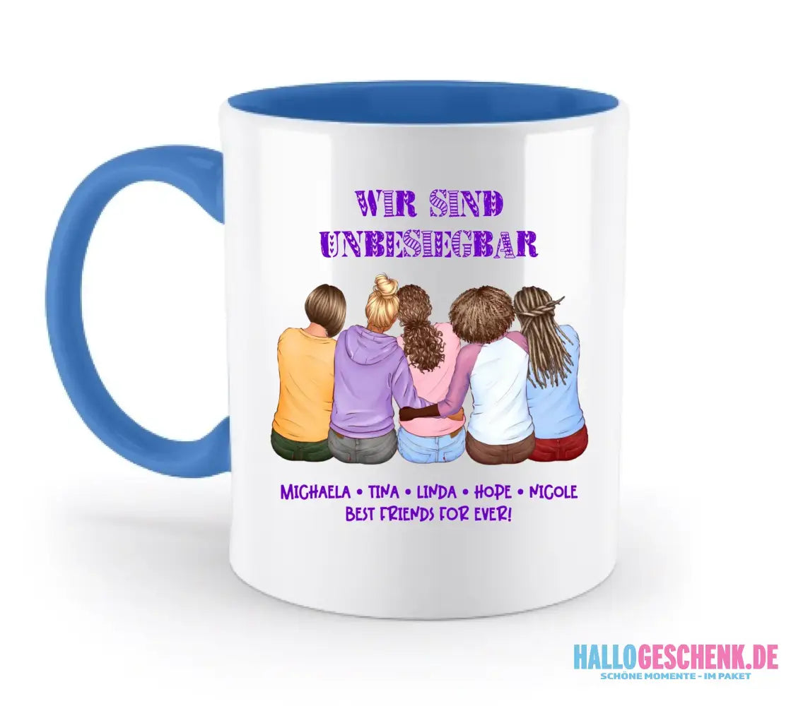8in1-Kollektion: Gestalte 2-5 Freundinnen + Wunschtext • personalisiert • diverse Artikel - zweifarbige Tasse
