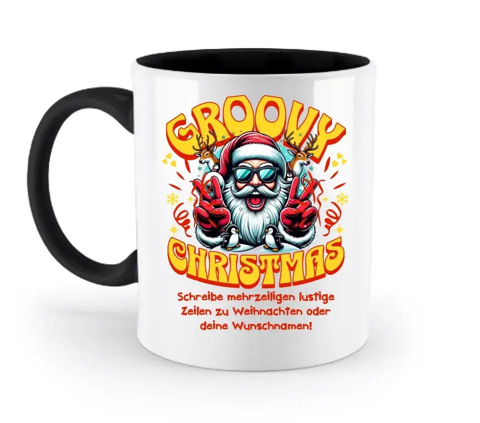 8in1-Kollektion: Groovy Christmas + Wunschtext • personalisiert • diverse Artikel • X-Mas - zweifarbige Tasse