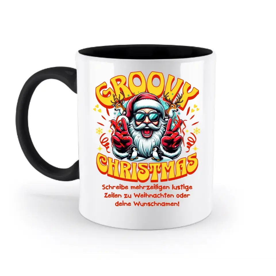 8in1-Kollektion: Groovy Christmas + Wunschtext • personalisiert • diverse Artikel • X-Mas - zweifarbige Tasse