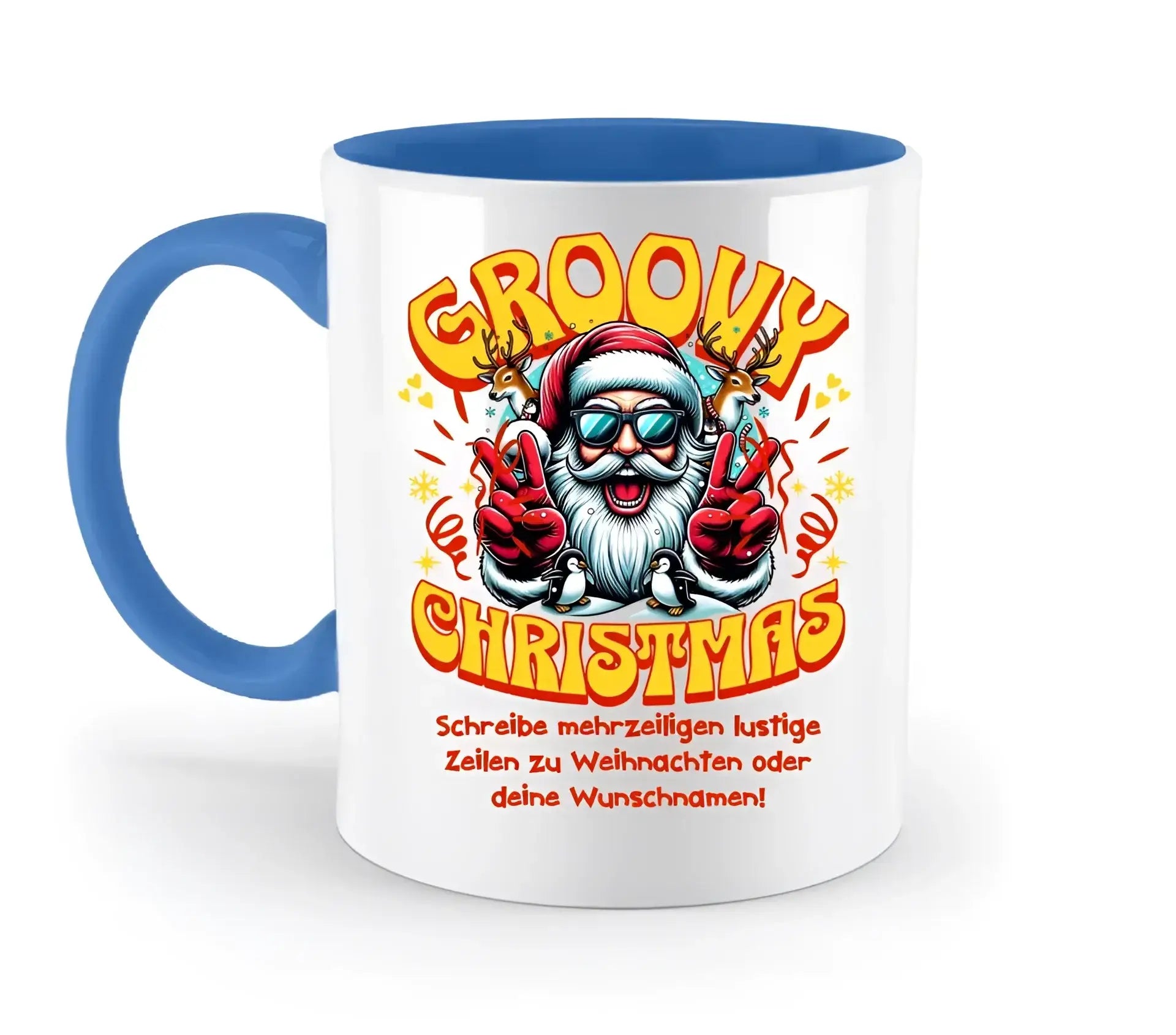 8in1-Kollektion: Groovy Christmas + Wunschtext • personalisiert • diverse Artikel • X-Mas - zweifarbige Tasse