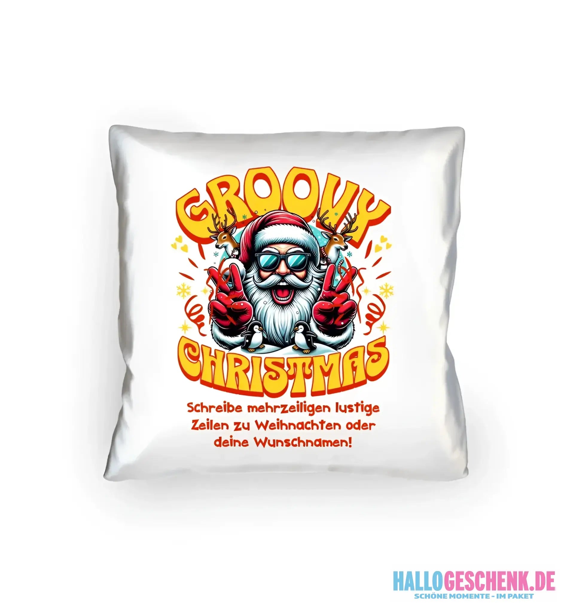8in1-Kollektion: Groovy Christmas + Wunschtext • personalisiert • diverse Artikel • X-Mas - Kissen 40x40 cm / White
