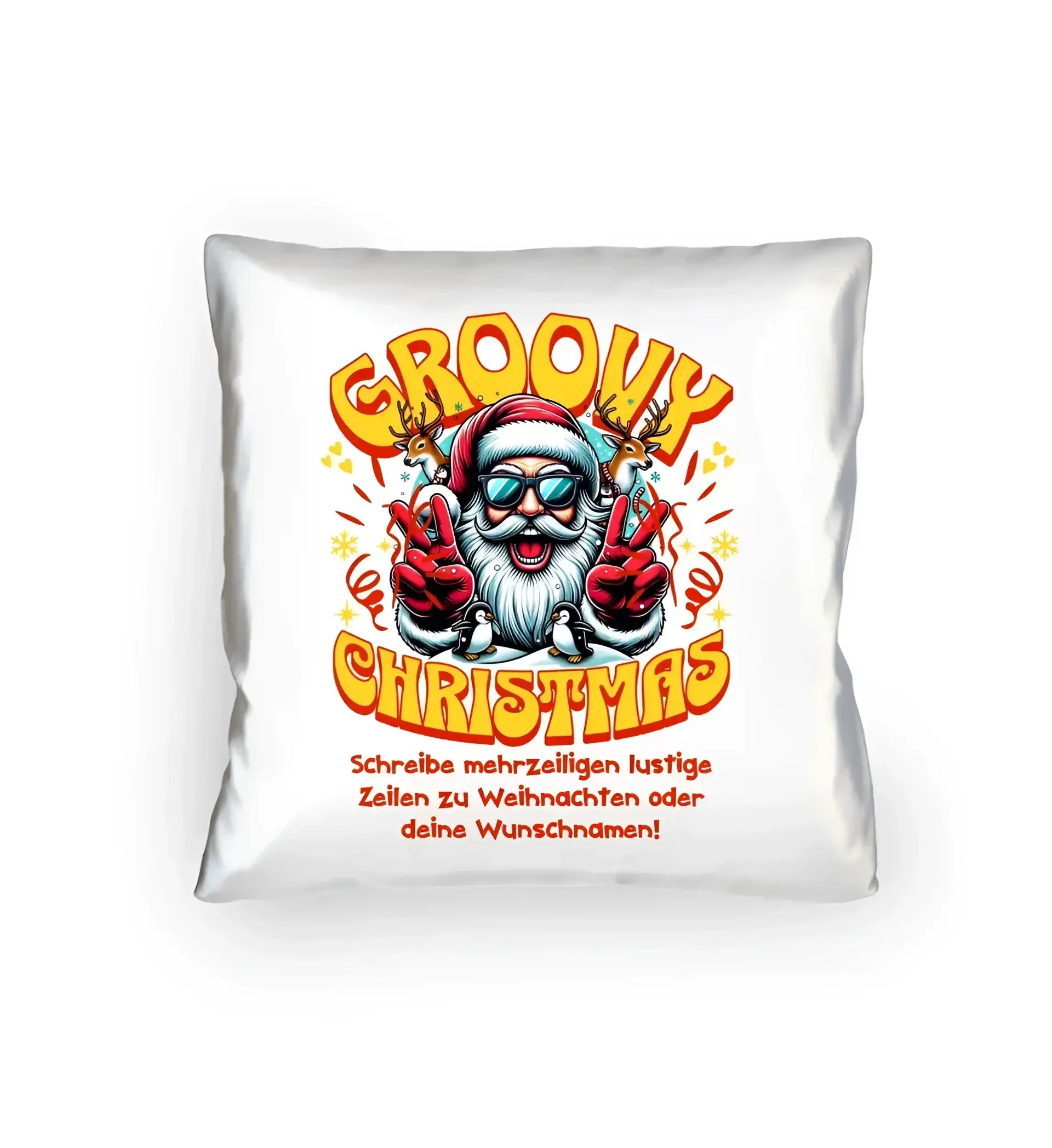 8in1-Kollektion: Groovy Christmas + Wunschtext • personalisiert • diverse Artikel • X-Mas - Kissen 40x40 cm / White