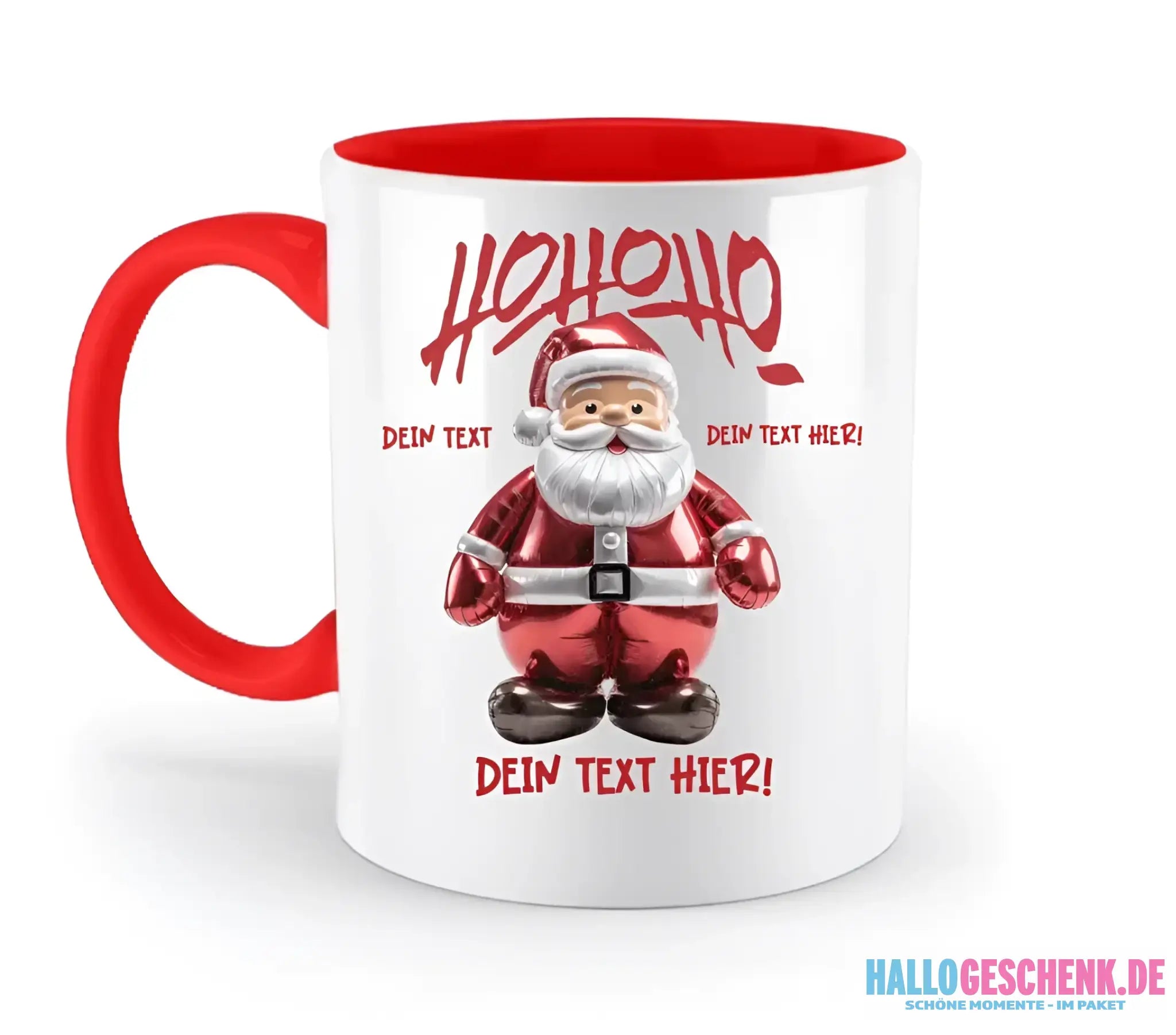 8in1-Kollektion: Ho ho ho Santa X-Mas Weihnachten + Wunschtext • personalisiert • diverse Artikel - zweifarbige Tasse