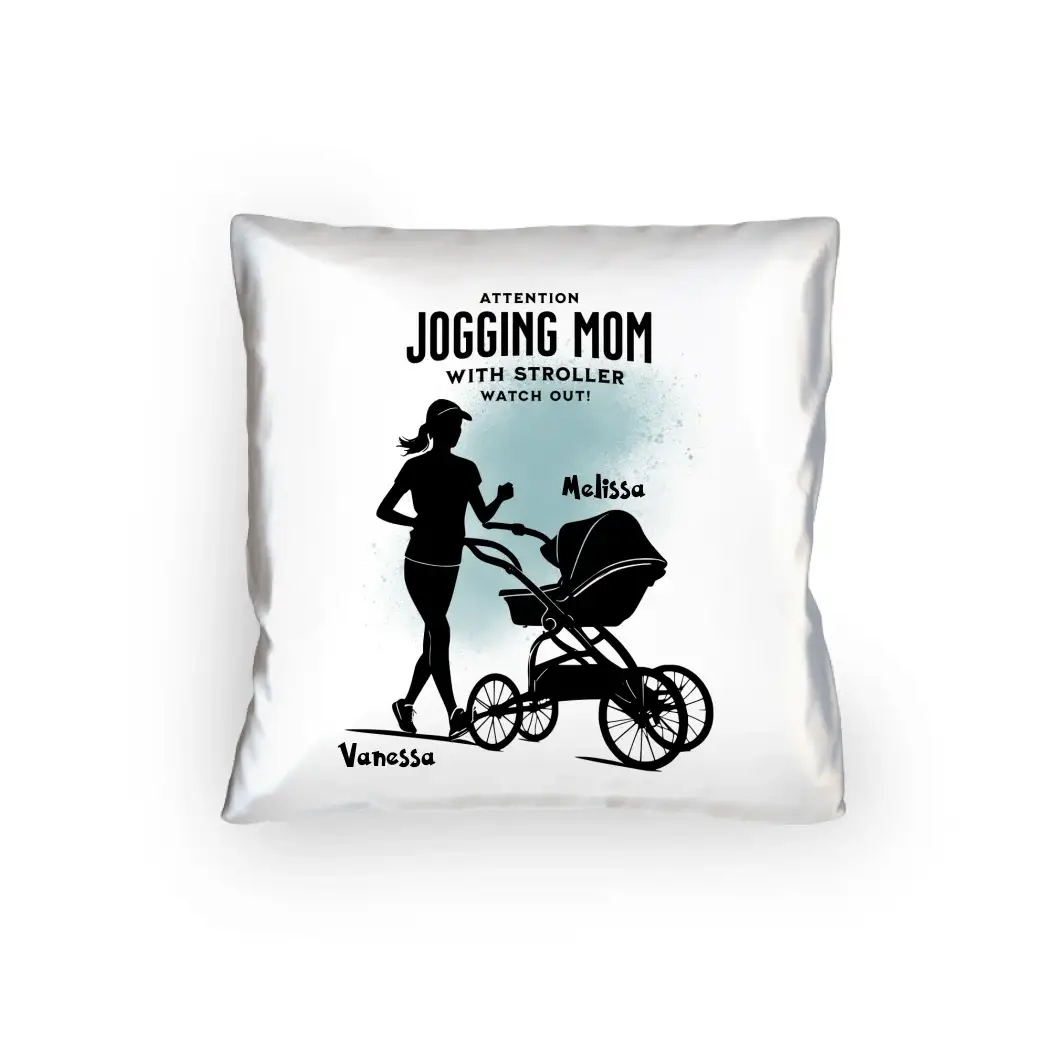 8in1-Kollektion:Jogging Mom + Namen • personalisiert • diverse Artikel - Kissen 40x40 cm / White / 40cm-x-40cm