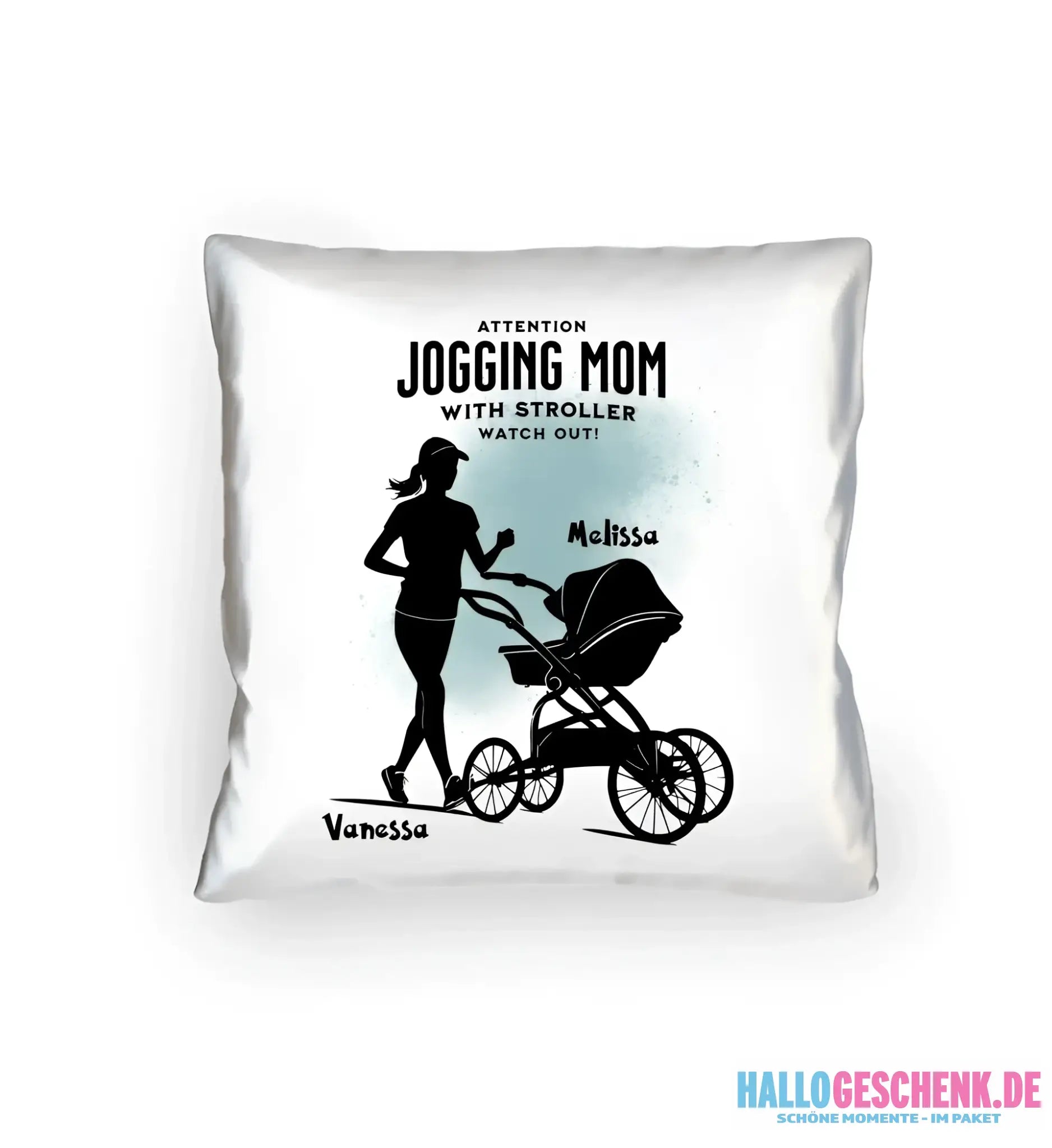 8in1-Kollektion:Jogging Mom + Namen • personalisiert • diverse Artikel - Kissen 40x40 cm / White / 40cm-x-40cm