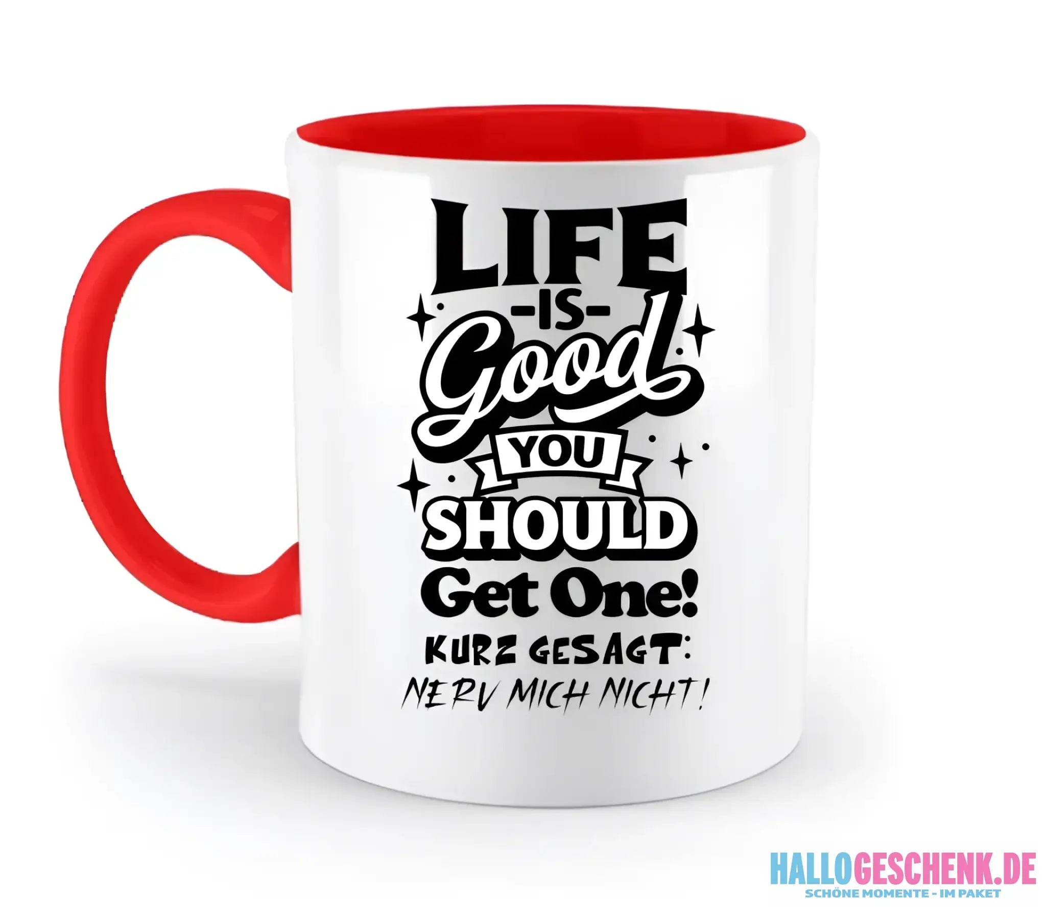 8in1-Kollektion: Life is good + Wunschtext • personalisiert • diverse Artikel - zweifarbige Tasse