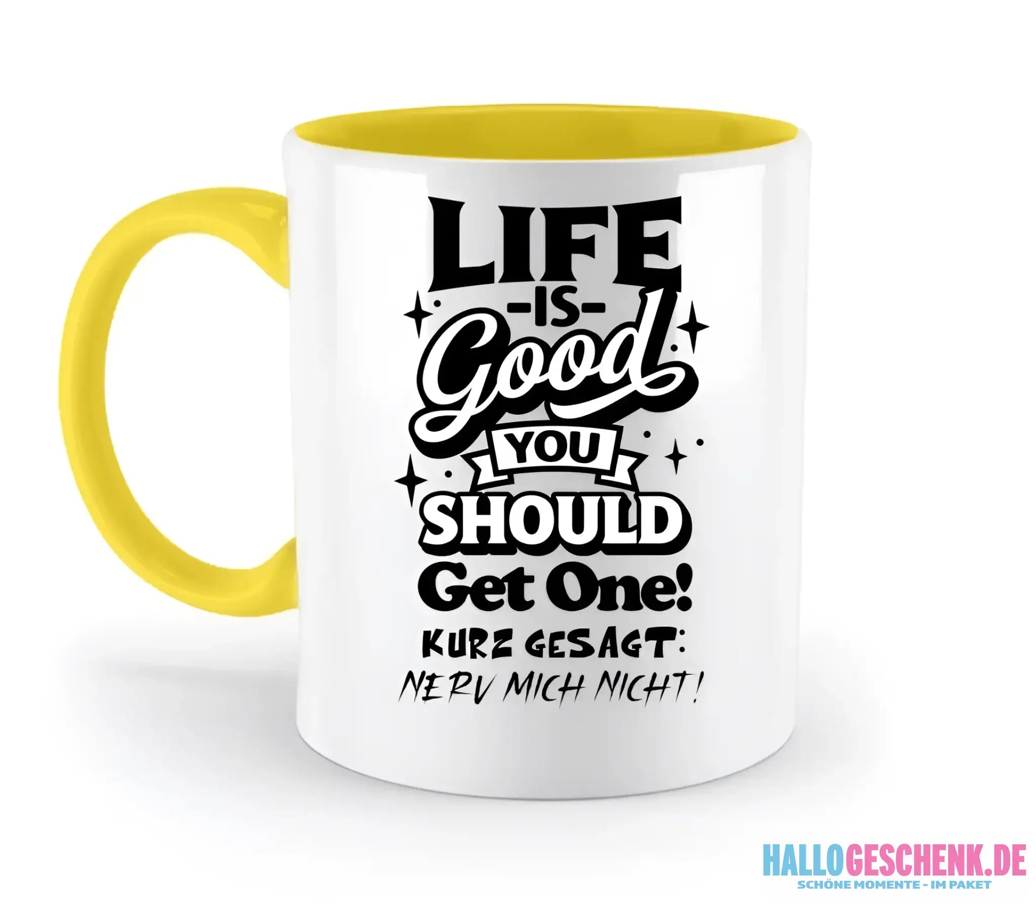 8in1-Kollektion: Life is good + Wunschtext • personalisiert • diverse Artikel - zweifarbige Tasse