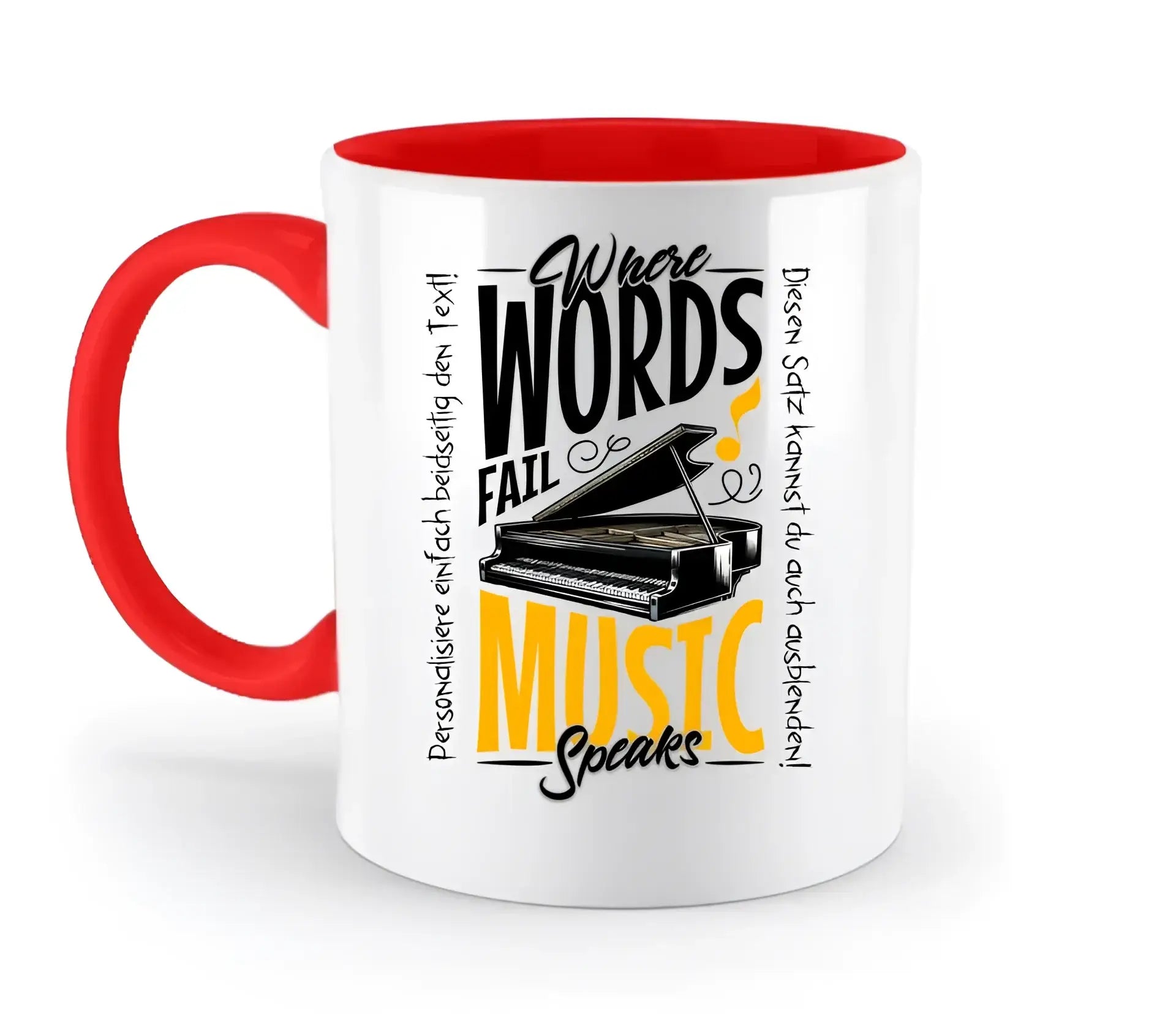 8in1-Kollektion: Music speaks + Wunschtext • personalisiert • diverse Artikel - zweifarbige Tasse