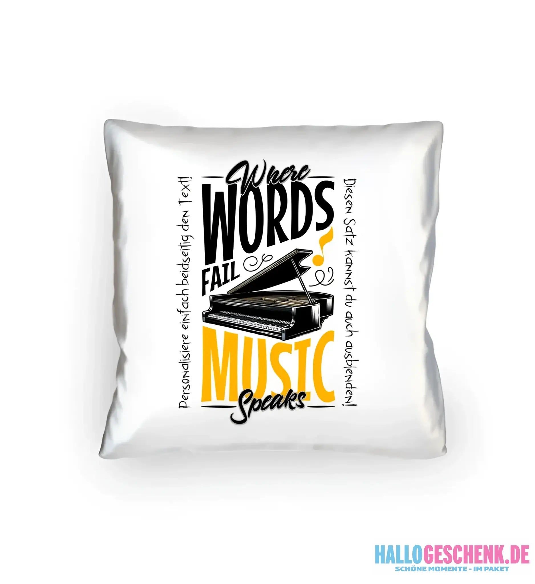8in1-Kollektion: Music speaks + Wunschtext • personalisiert • diverse Artikel - Kissen 40x40 cm / White / 40cm-x-40cm