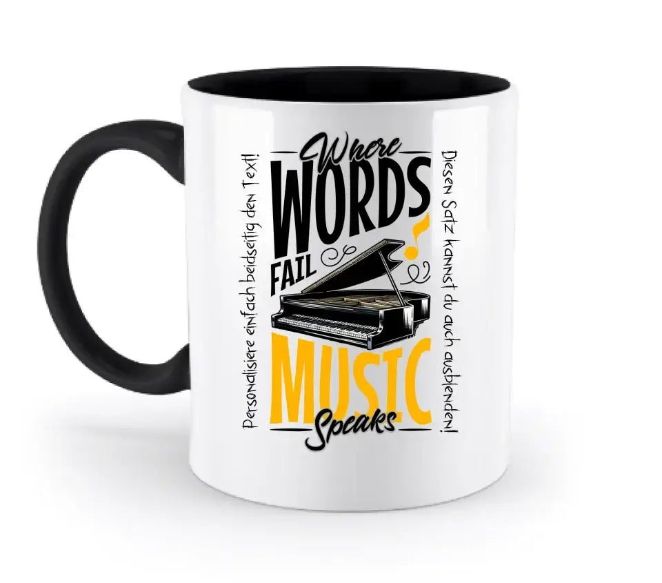 8in1-Kollektion: Music speaks + Wunschtext • personalisiert • diverse Artikel - zweifarbige Tasse