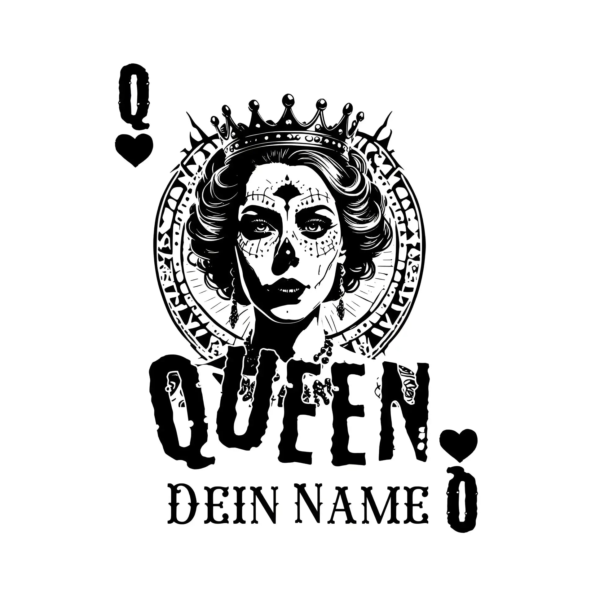 8in1-Kollektion: Poker Queen + Wunschtext • personalisiert • diverse Artikel - ausgestanzter Sticker 20x20 cm