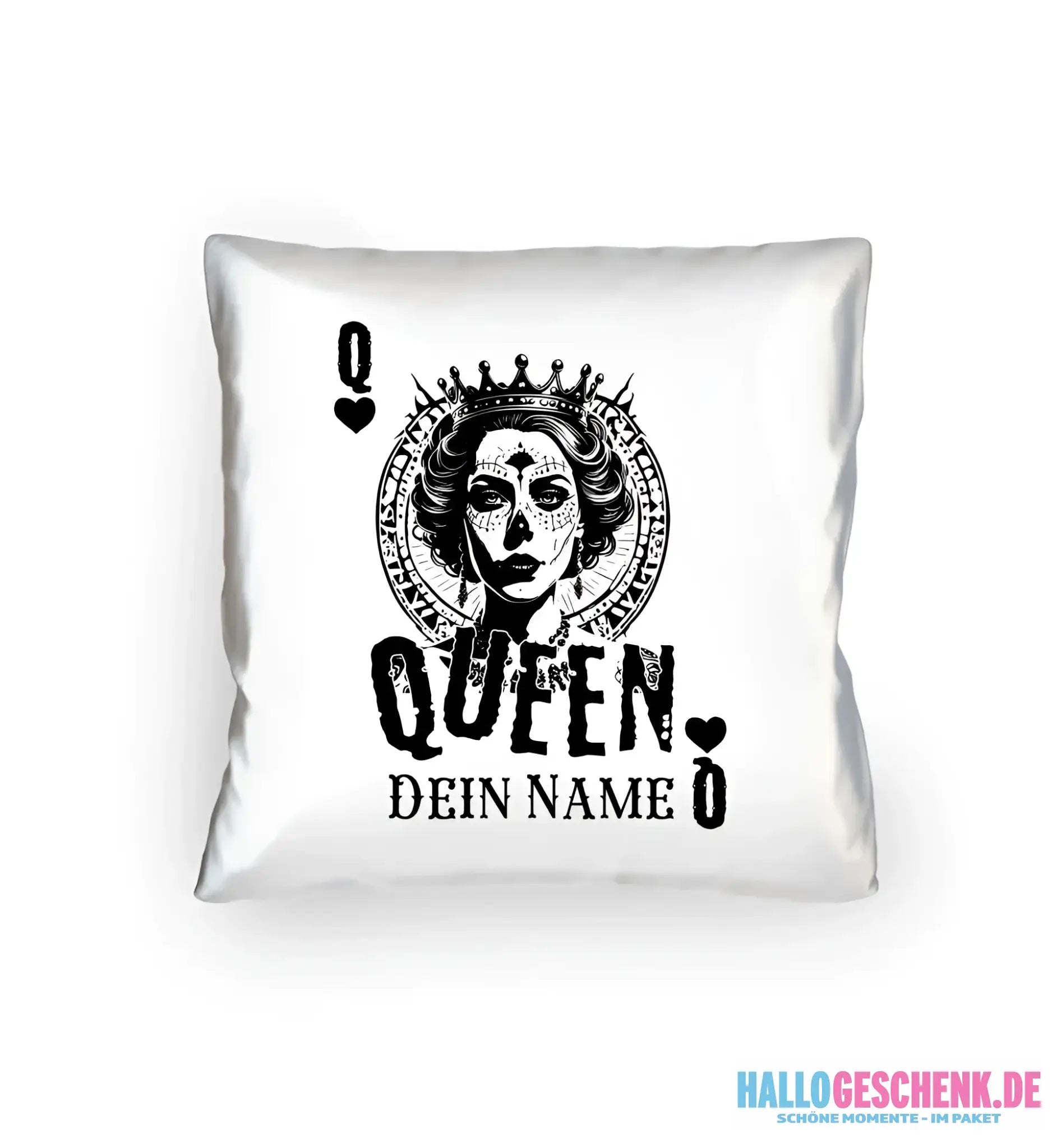 8in1-Kollektion: Poker Queen + Wunschtext • personalisiert • diverse Artikel - Kissen 40x40 cm / White / 40cm-x-40cm