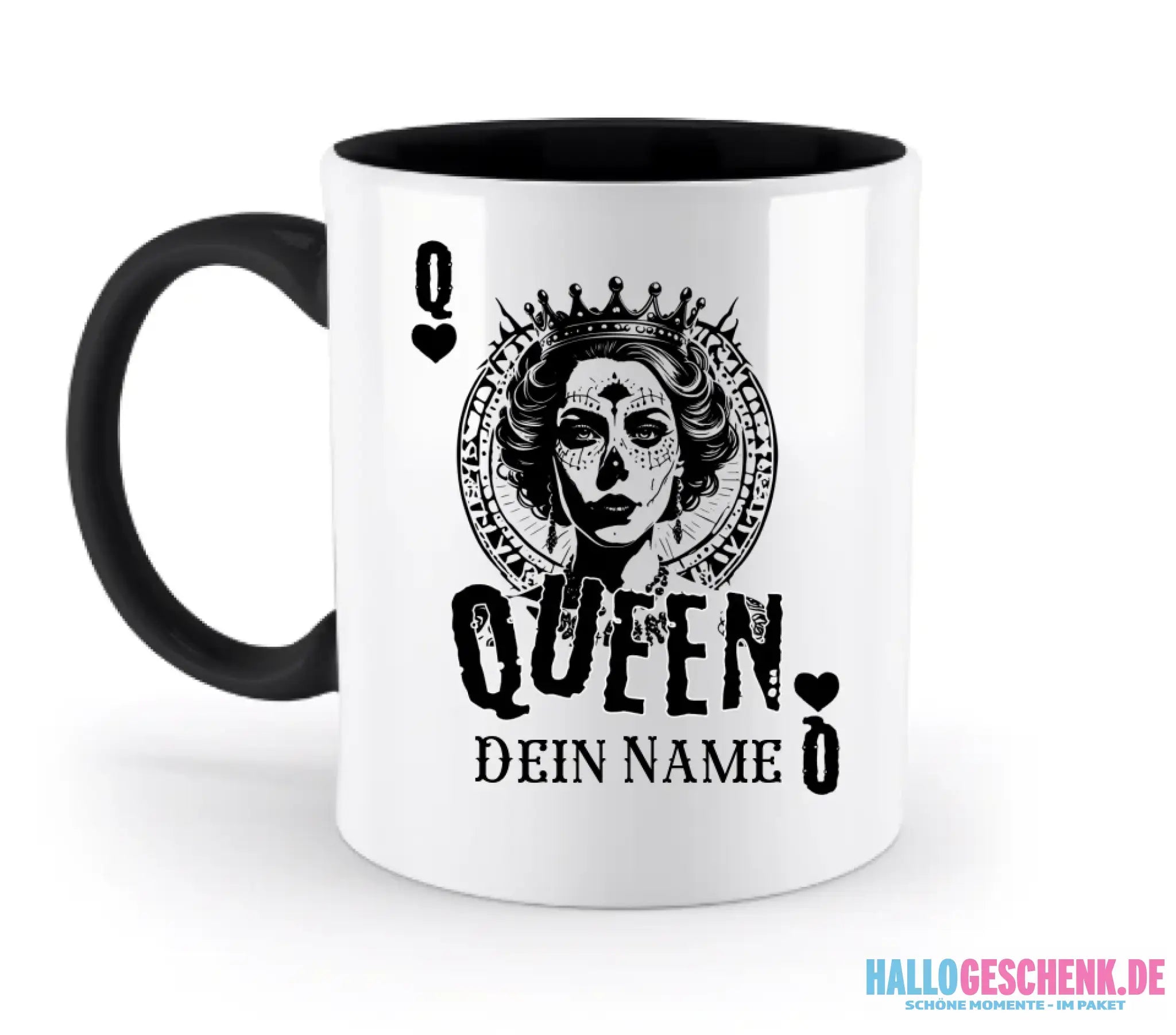 8in1-Kollektion: Poker Queen + Wunschtext • personalisiert • diverse Artikel - zweifarbige Tasse