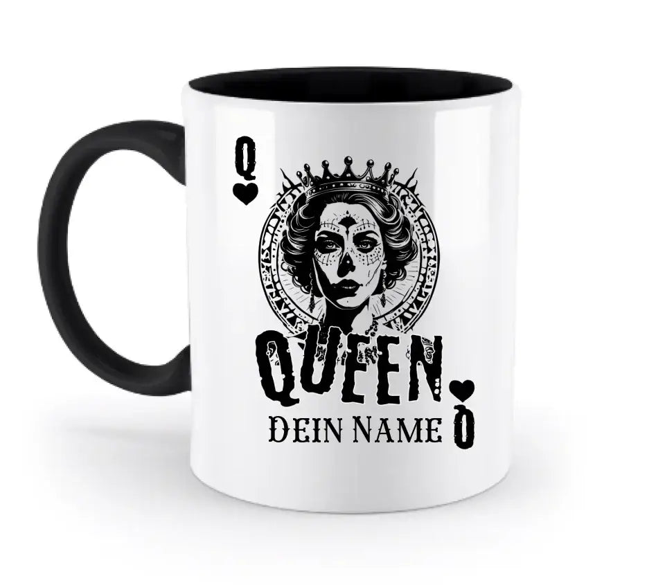 8in1-Kollektion: Poker Queen + Wunschtext • personalisiert • diverse Artikel - zweifarbige Tasse