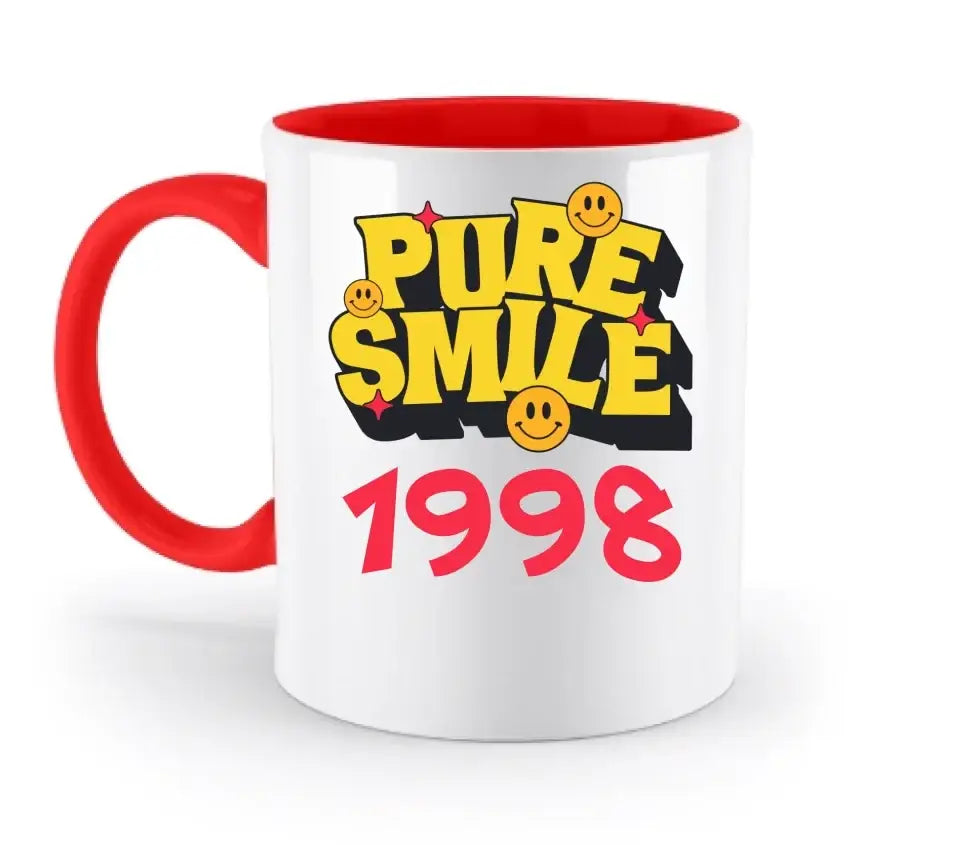 8in1-Kollektion: Pure Smile + Wunschtext • personalisiert • diverse Artikel - zweifarbige Tasse • spülmaschinengeeignet