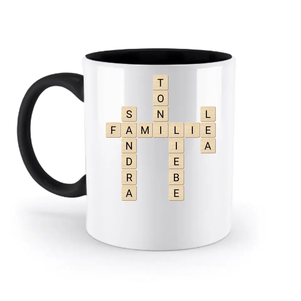8in1-Kollektion: Scrabble Design automatische Generierung • personalisiert • diverse Artikel - zweifarbige Tasse