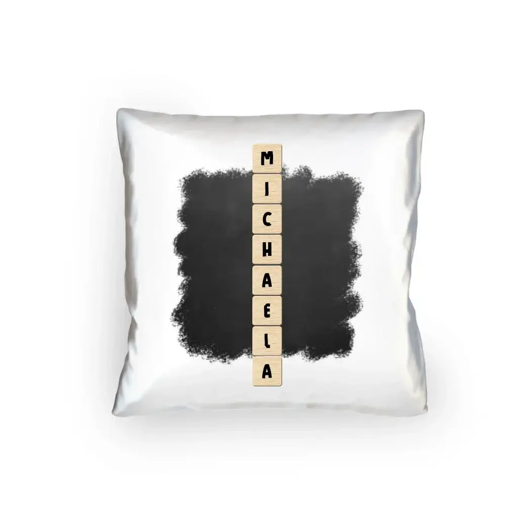 8in1-Kollektion: Scrabble vertikal 1 Zeile • personalisiert • diverse Artikel - Kissen 40x40 cm / White / 40cm-x-40cm