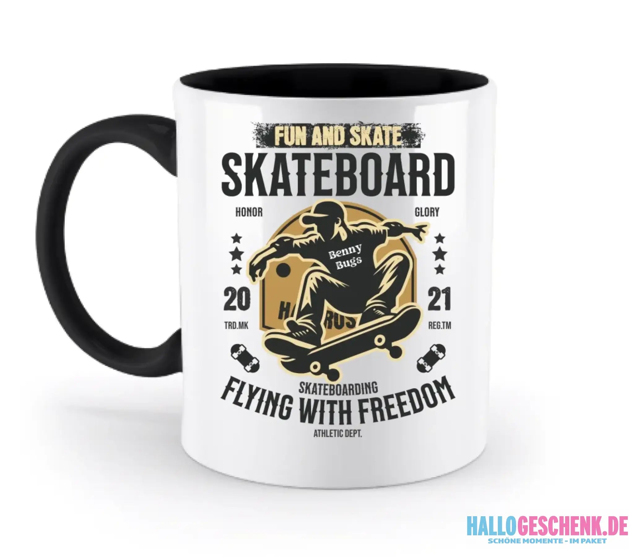 8in1-Kollektion: Skater + Wunschtext • Skateboard • personalisiert • diverse Artikel - zweifarbige Tasse