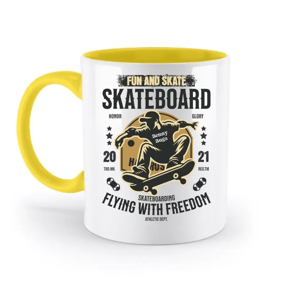 8in1-Kollektion: Skater + Wunschtext • Skateboard • personalisiert • diverse Artikel - zweifarbige Tasse