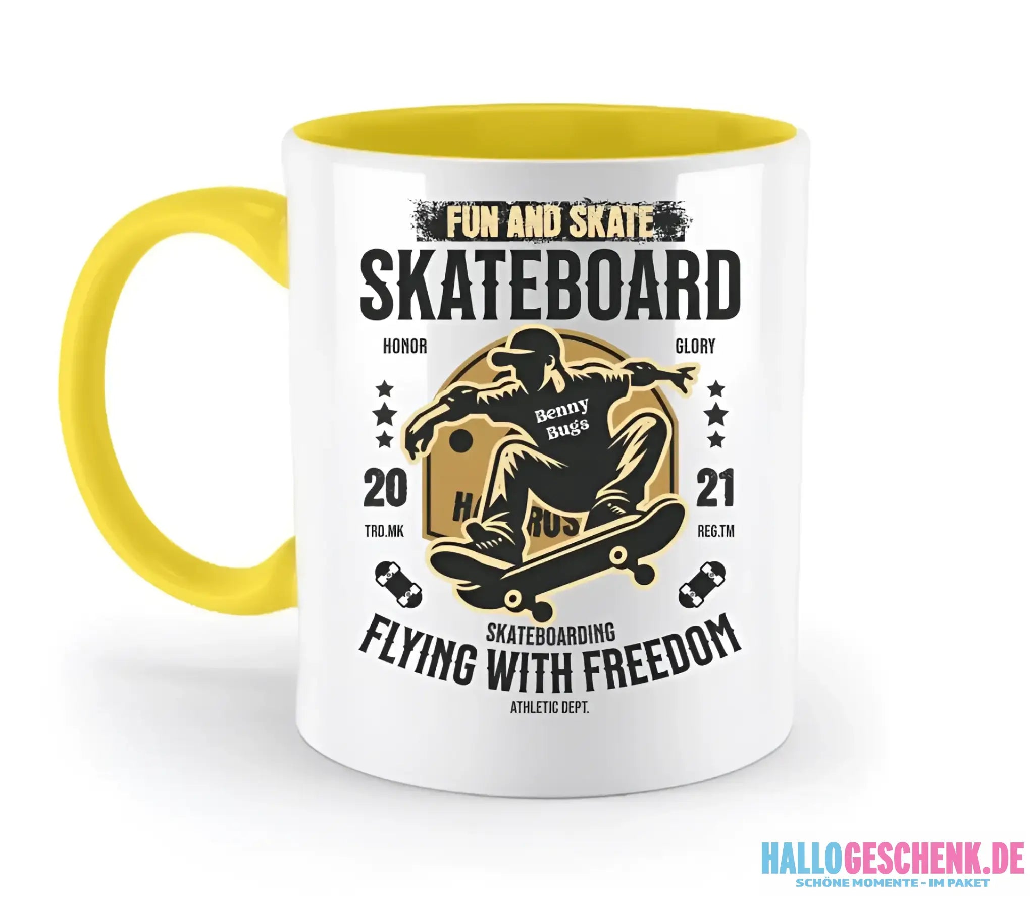 8in1-Kollektion: Skater + Wunschtext • Skateboard • personalisiert • diverse Artikel - zweifarbige Tasse