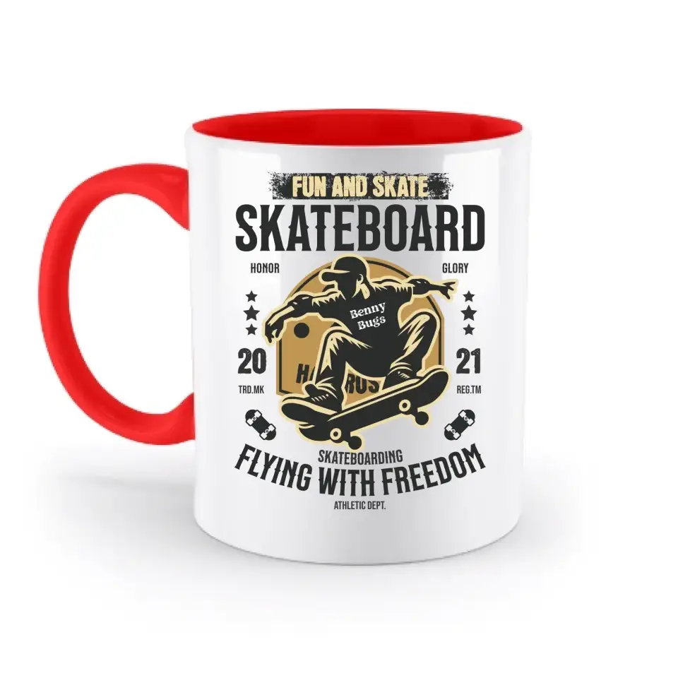 8in1-Kollektion: Skater + Wunschtext • Skateboard • personalisiert • diverse Artikel - zweifarbige Tasse