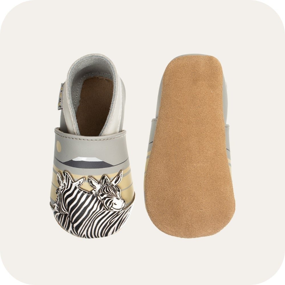 Babypantoffeln aus weichem Leder Zebras