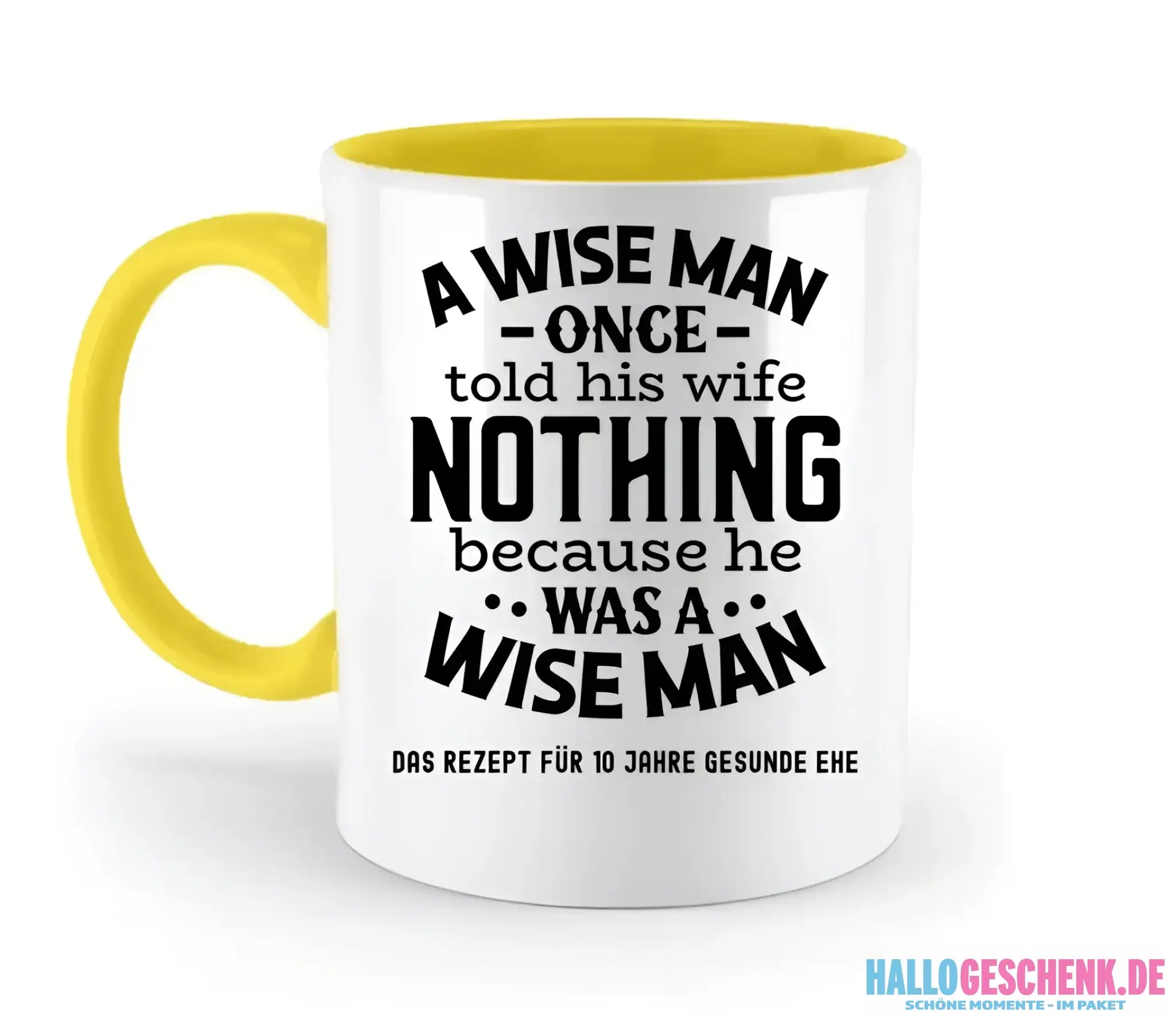 A wise man & his wife • Mann • Frau • Ehe • zweifarbige Tasse • Exklusivdesign • personalisiert
