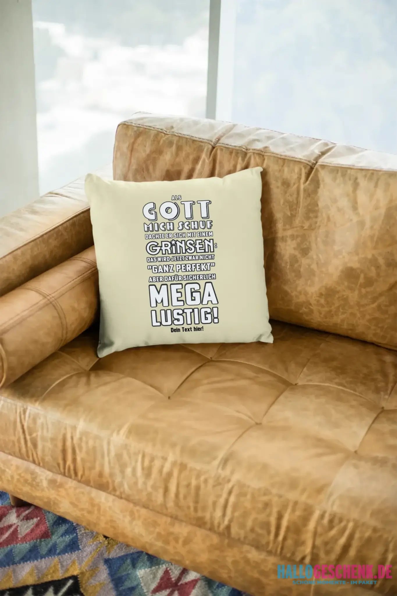 Als Gott mich schuf • Kissen 40x40 cm • Exklusivdesign • personalisiert