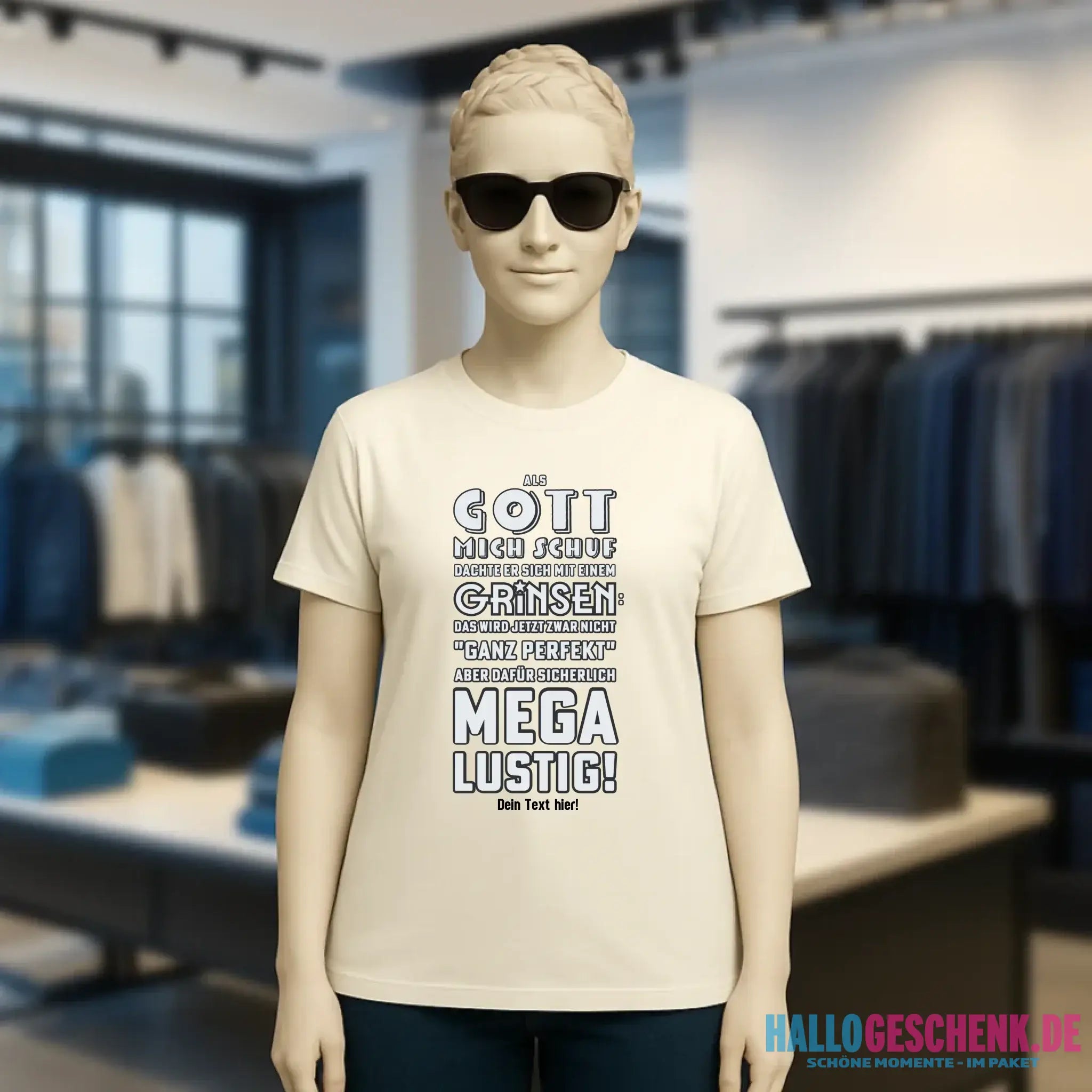 Als Gott mich schuf • Ladies Premium T-Shirt XS-2XL aus Bio-Baumwolle für Damen • Exklusivdesign • personalisiert