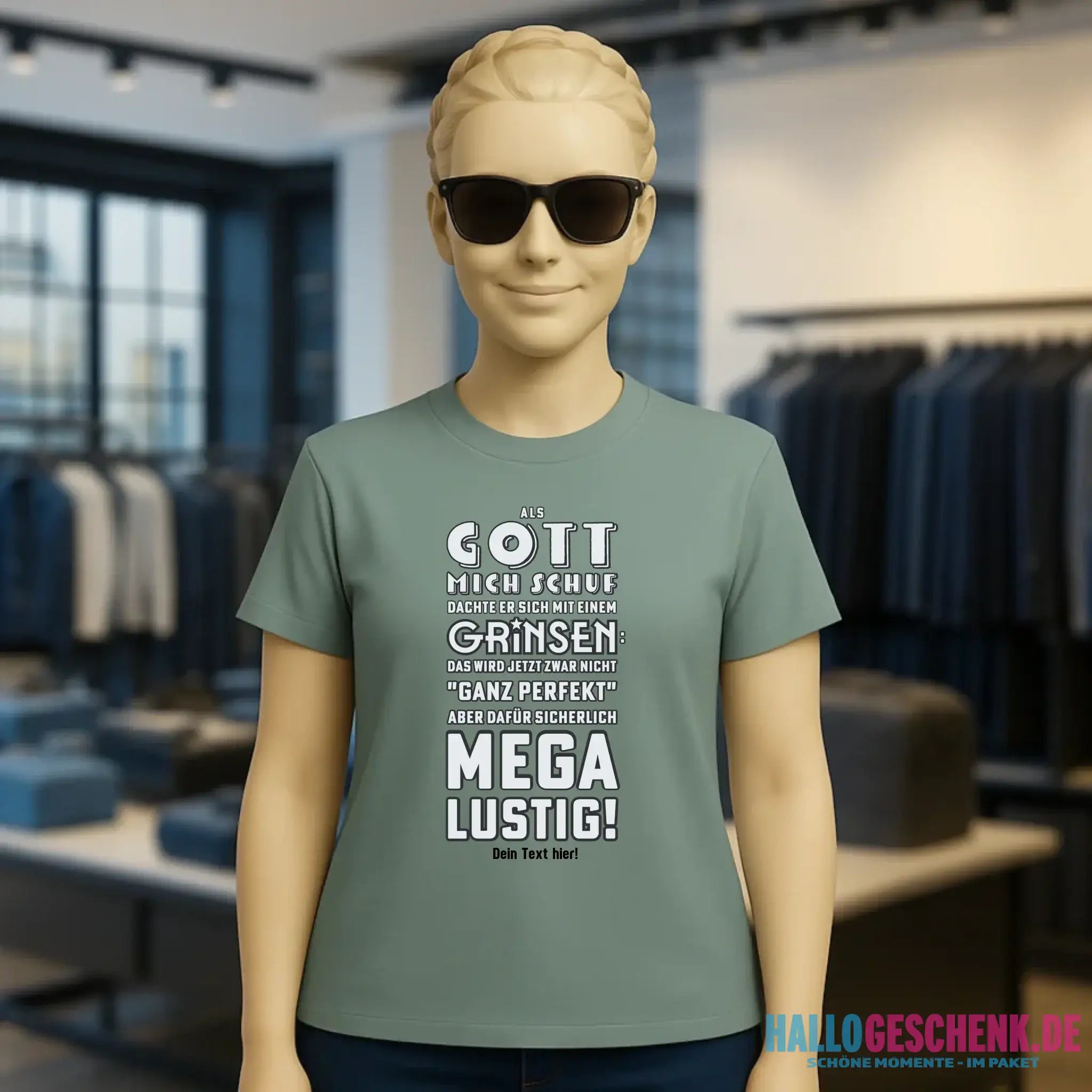 Als Gott mich schuf • Ladies Premium T-Shirt XS-2XL aus Bio-Baumwolle für Damen • Exklusivdesign • personalisiert