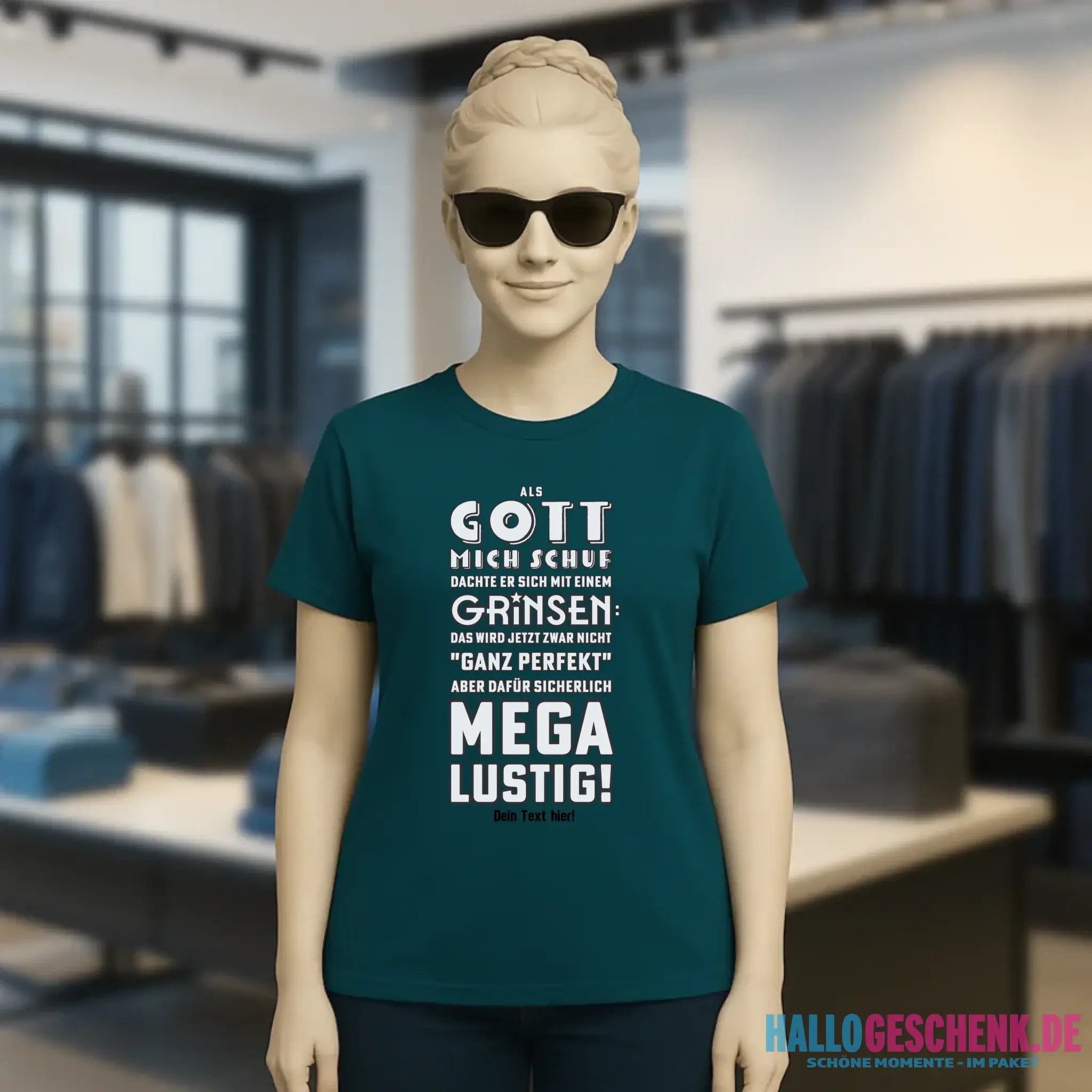 Als Gott mich schuf • Ladies Premium T-Shirt XS-2XL aus Bio-Baumwolle für Damen • Exklusivdesign • personalisiert