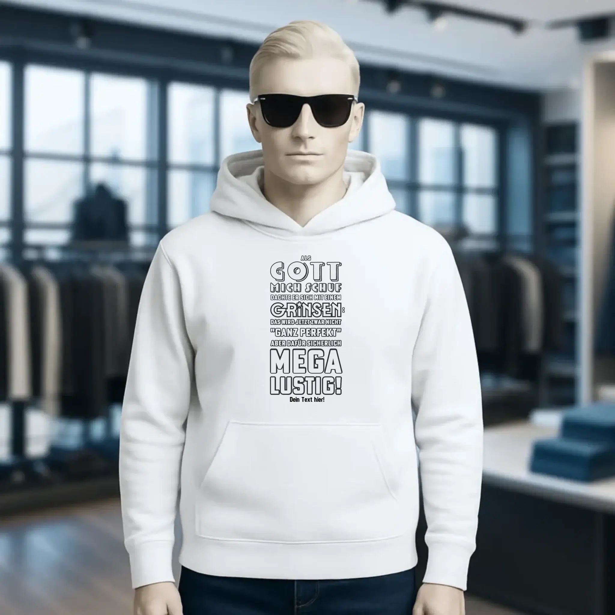 Als Gott mich schuf • Unisex Premium Hoodie XS-5XL aus Bio-Baumwolle für Damen & Herren • Exklusivdesign • personalisiert