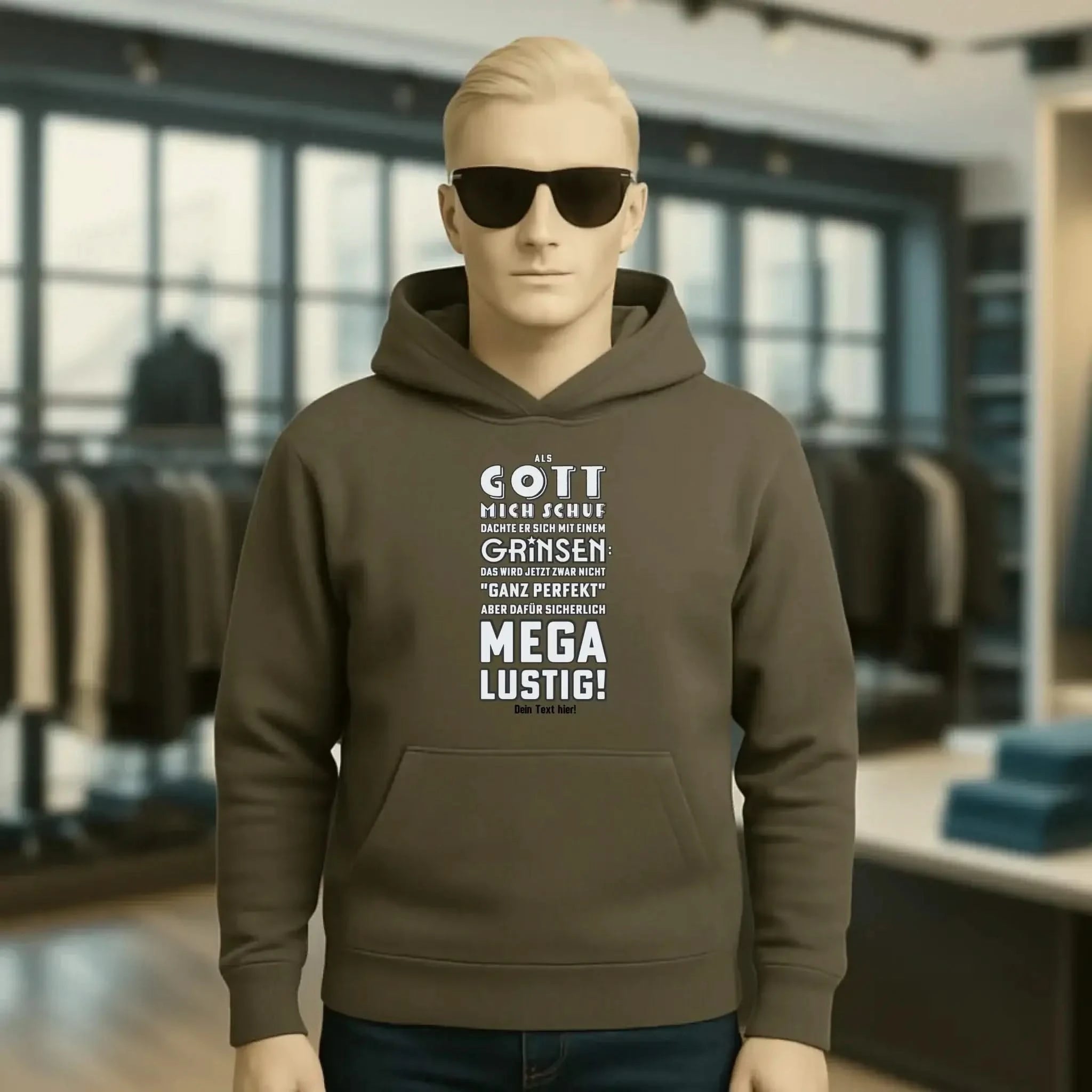 Als Gott mich schuf • Unisex Premium Hoodie XS-5XL aus Bio-Baumwolle für Damen & Herren • Exklusivdesign • personalisiert
