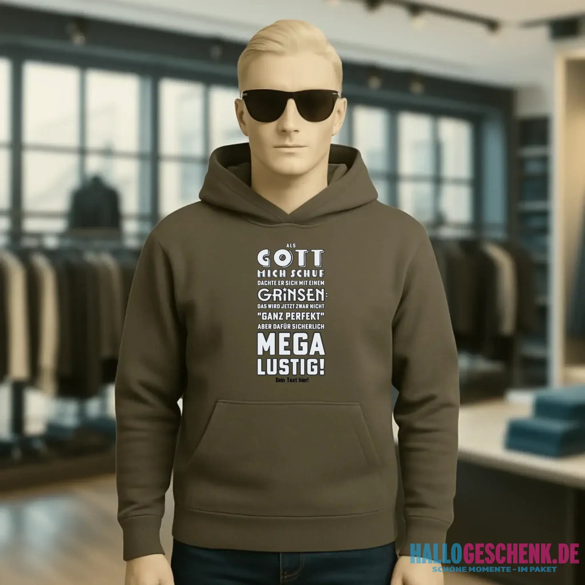 Als Gott mich schuf • Unisex Premium Hoodie XS-5XL aus Bio-Baumwolle für Damen & Herren • Exklusivdesign • personalisiert