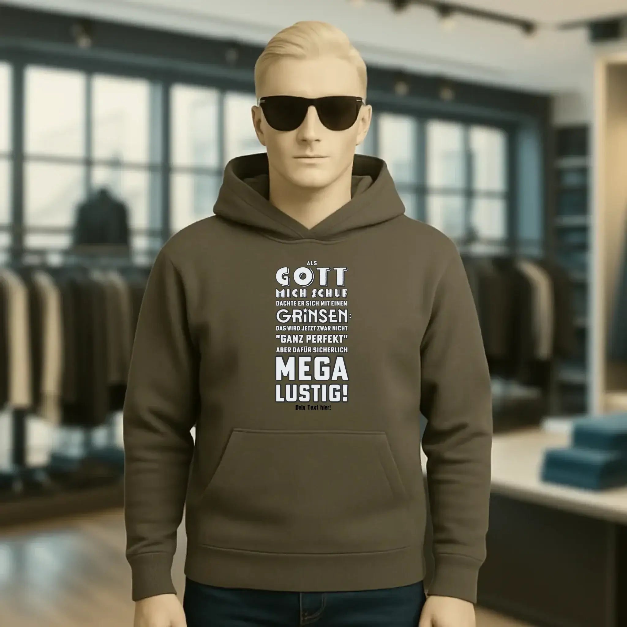 Als Gott mich schuf • Unisex Premium Hoodie XS-5XL aus Bio-Baumwolle für Damen & Herren • Exklusivdesign • personalisiert