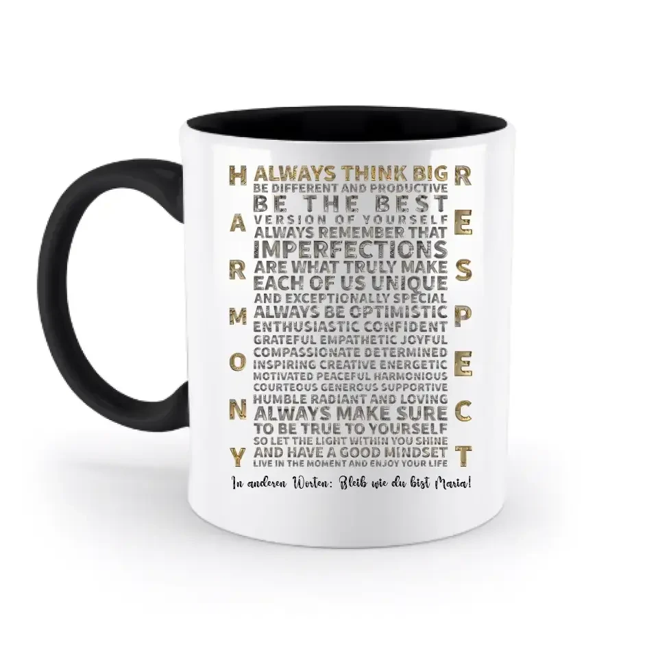 Always inspire • zweifarbige Tasse • Exklusivdesign • personalisiert