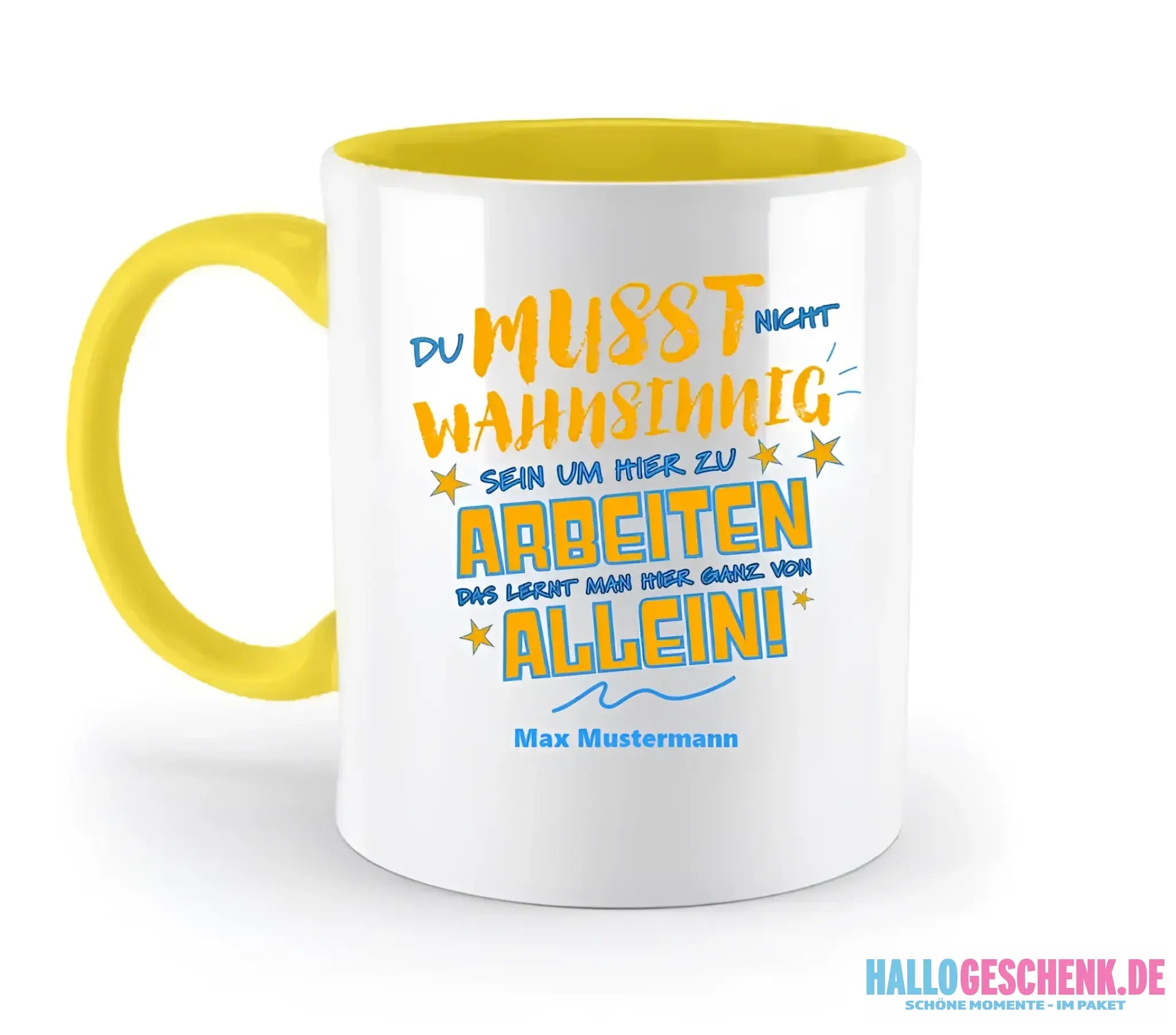 Arbeitnehmer "Wahnsinnig" mit Wunschname, personalisierbar - zweifarbige Tasse 330ml